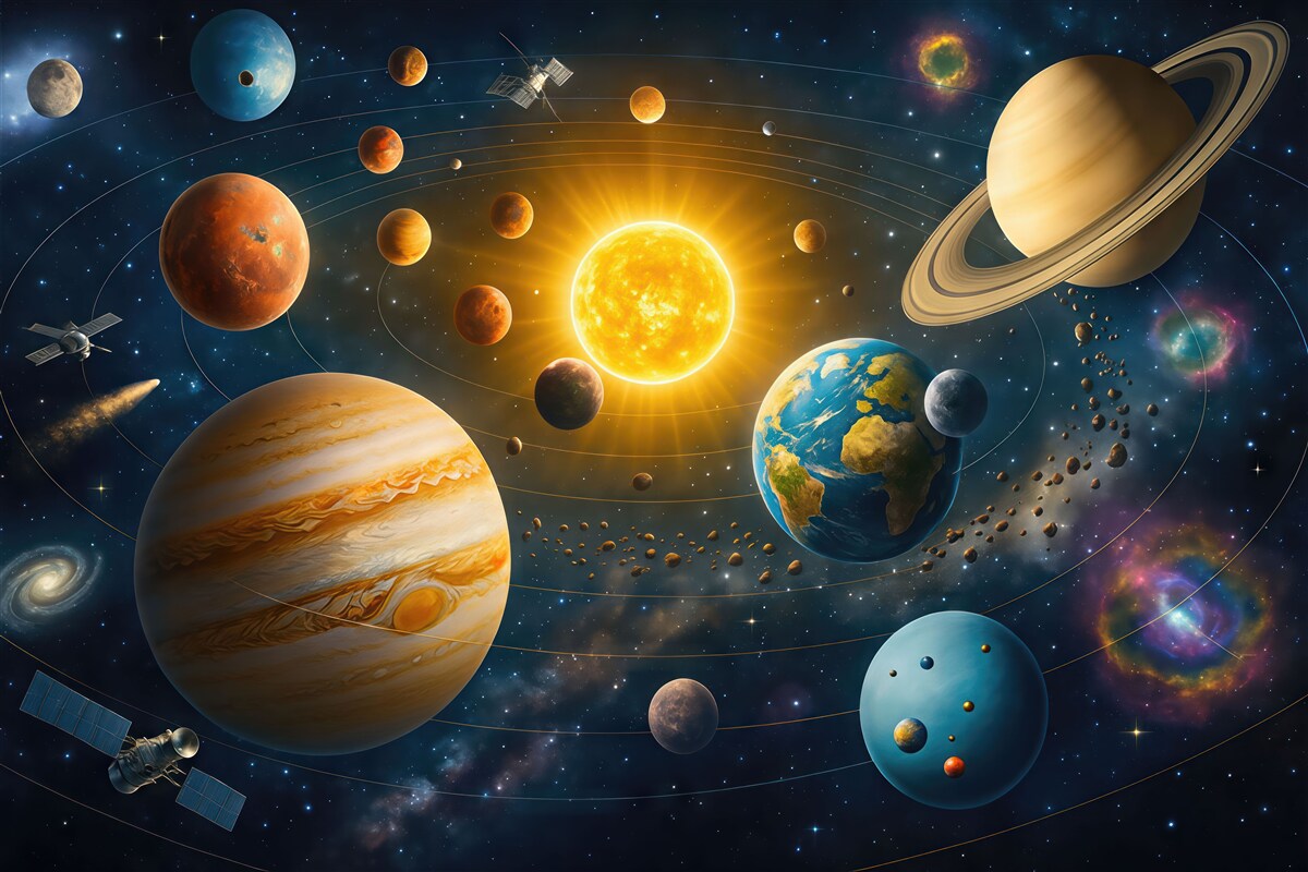 Fototapeta kolorowy układ planet kosmosu