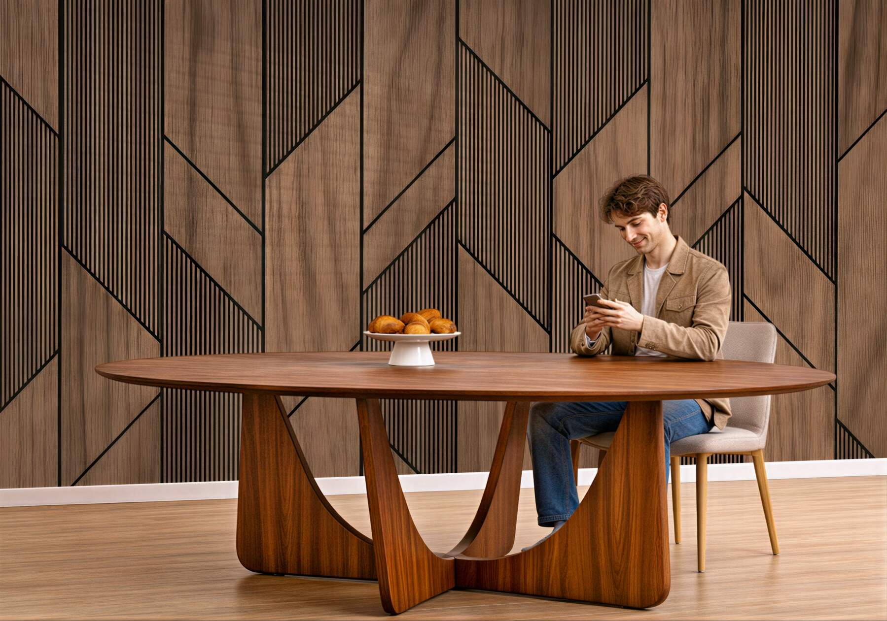 Fototapeta geometryczne drewniane panele nowoczesne