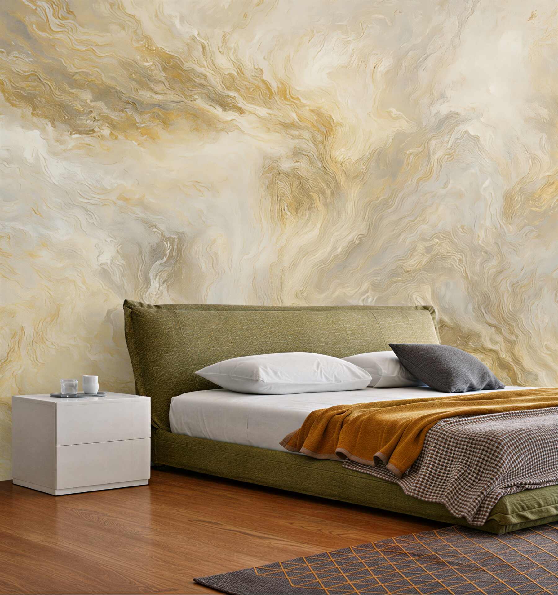 Fototapeta złoty marmur w kremowej abstrakcji