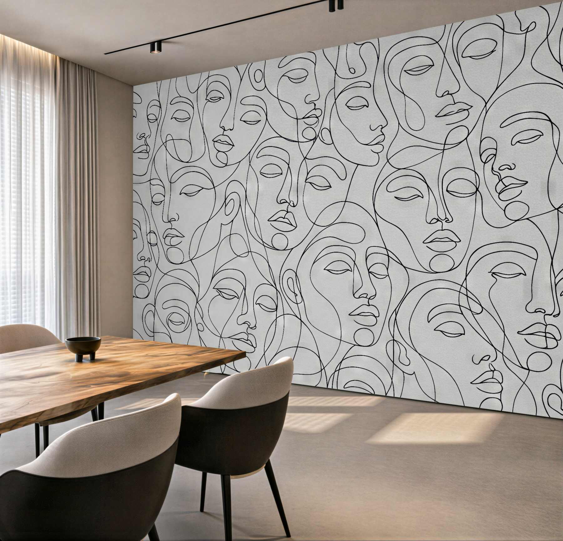 Fototapeta abstrakcyjne twarze w minimalistycznej linii