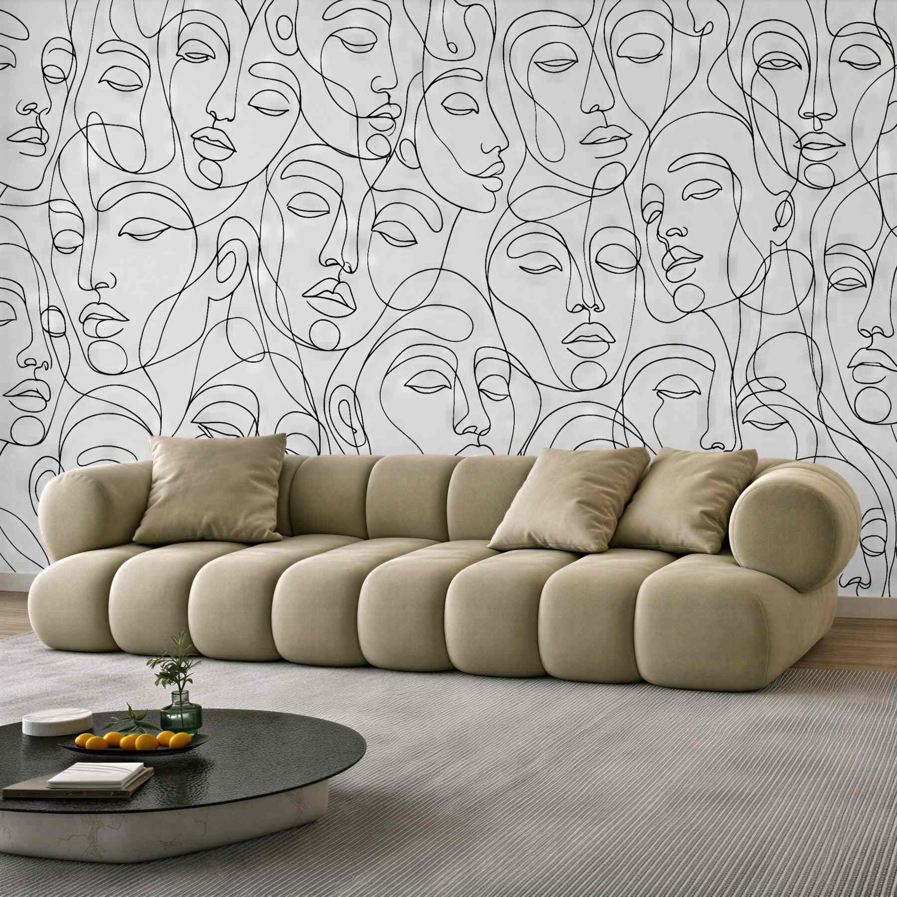Fototapeta abstrakcyjne twarze w minimalistycznej linii