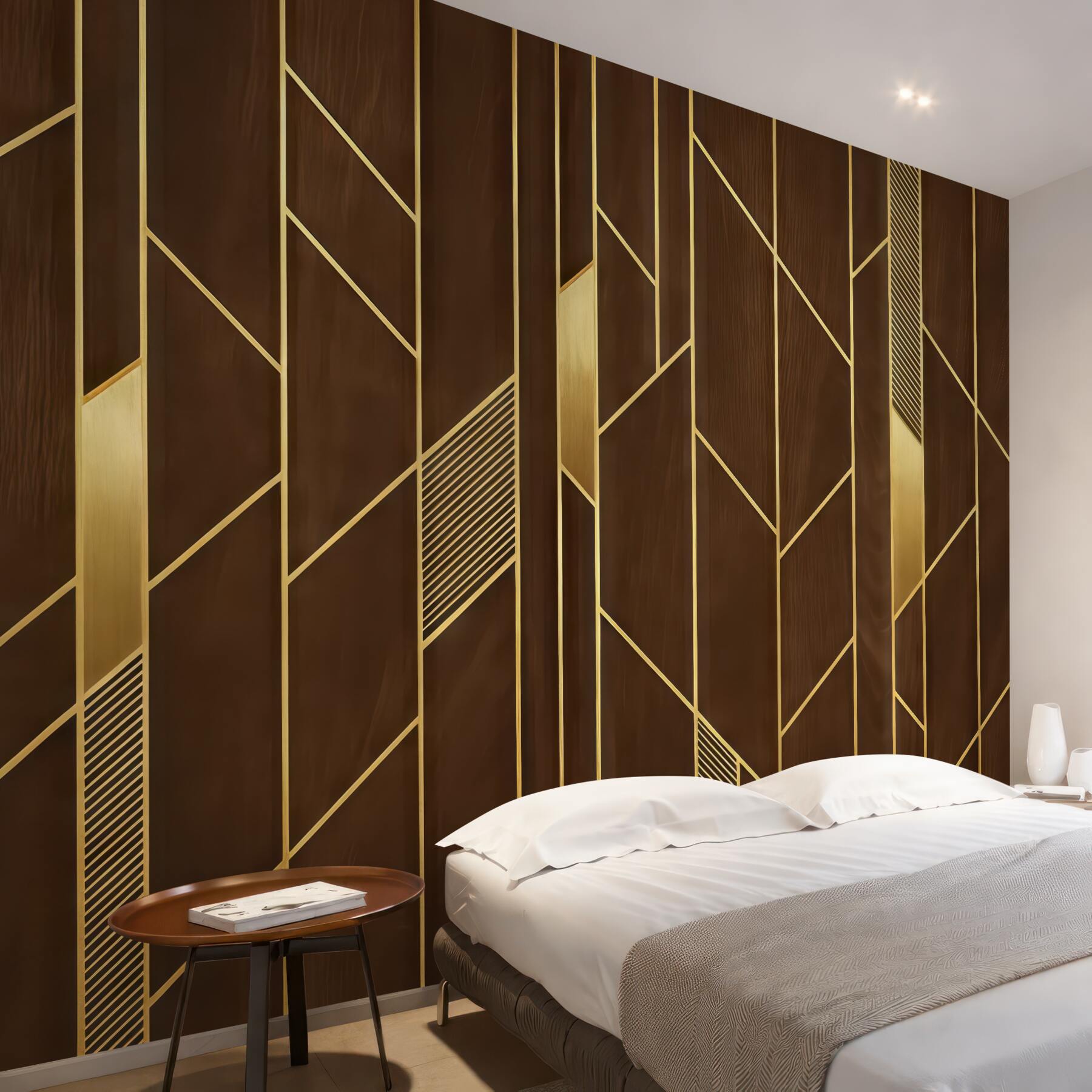 Fototapeta złota geometria na drewnianym tle