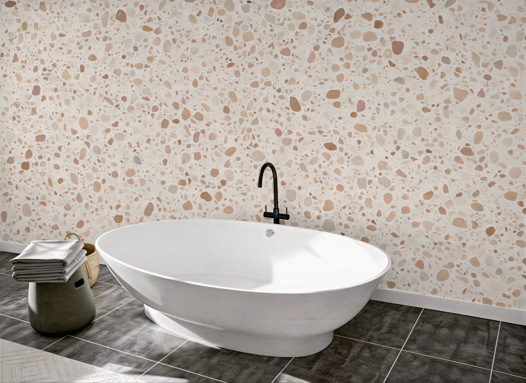 Fototapeta beżowe terrazzo w ciepłym klimacie