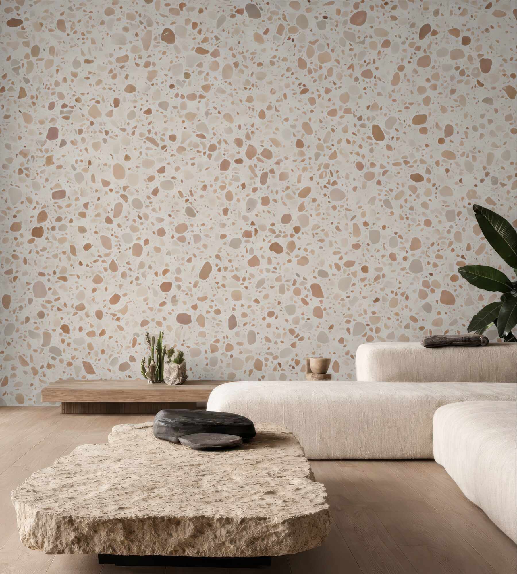 Fototapeta beżowe terrazzo w ciepłym klimacie