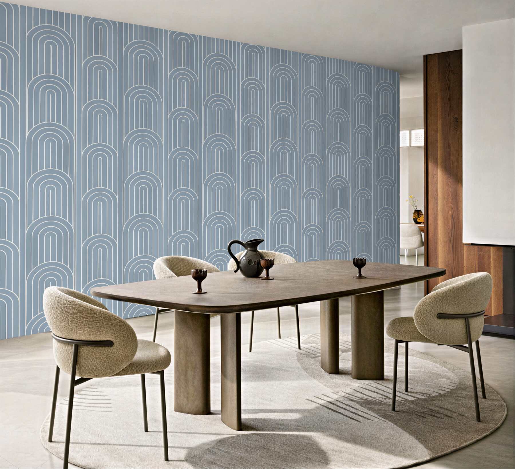 Fototapeta błękitne łuki w stylu art déco