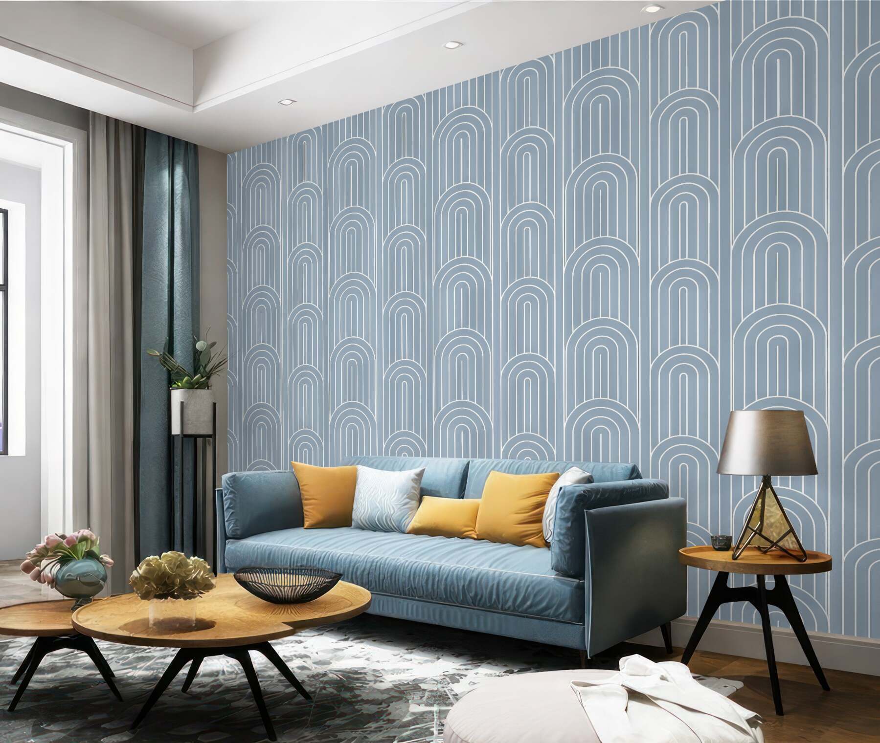 Fototapeta błękitne łuki w stylu art déco