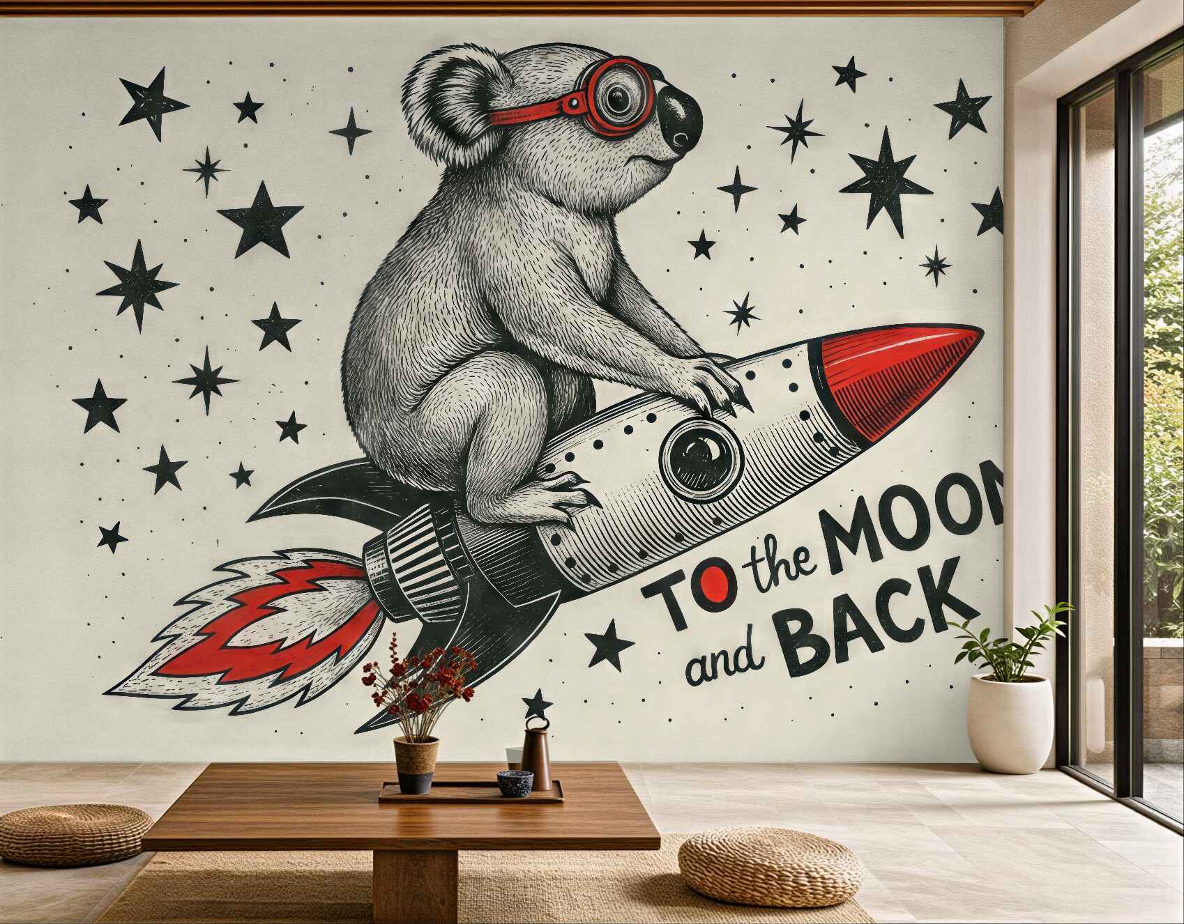 Fototapeta koala w rakiecie pośród gwiazd