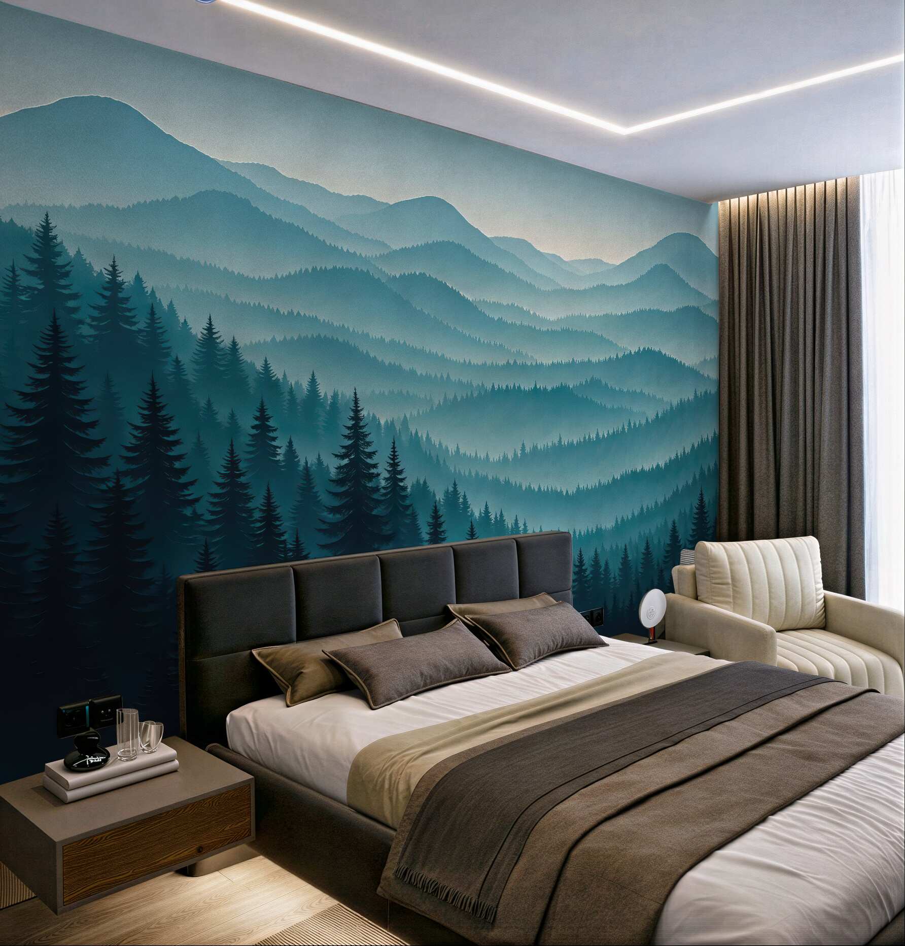 Fototapeta mglista panorama górskich świerków