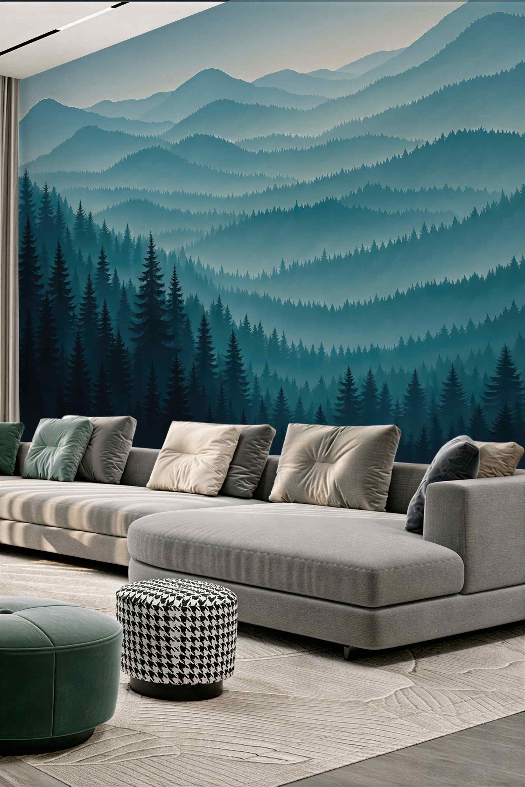 Fototapeta mglista panorama górskich świerków