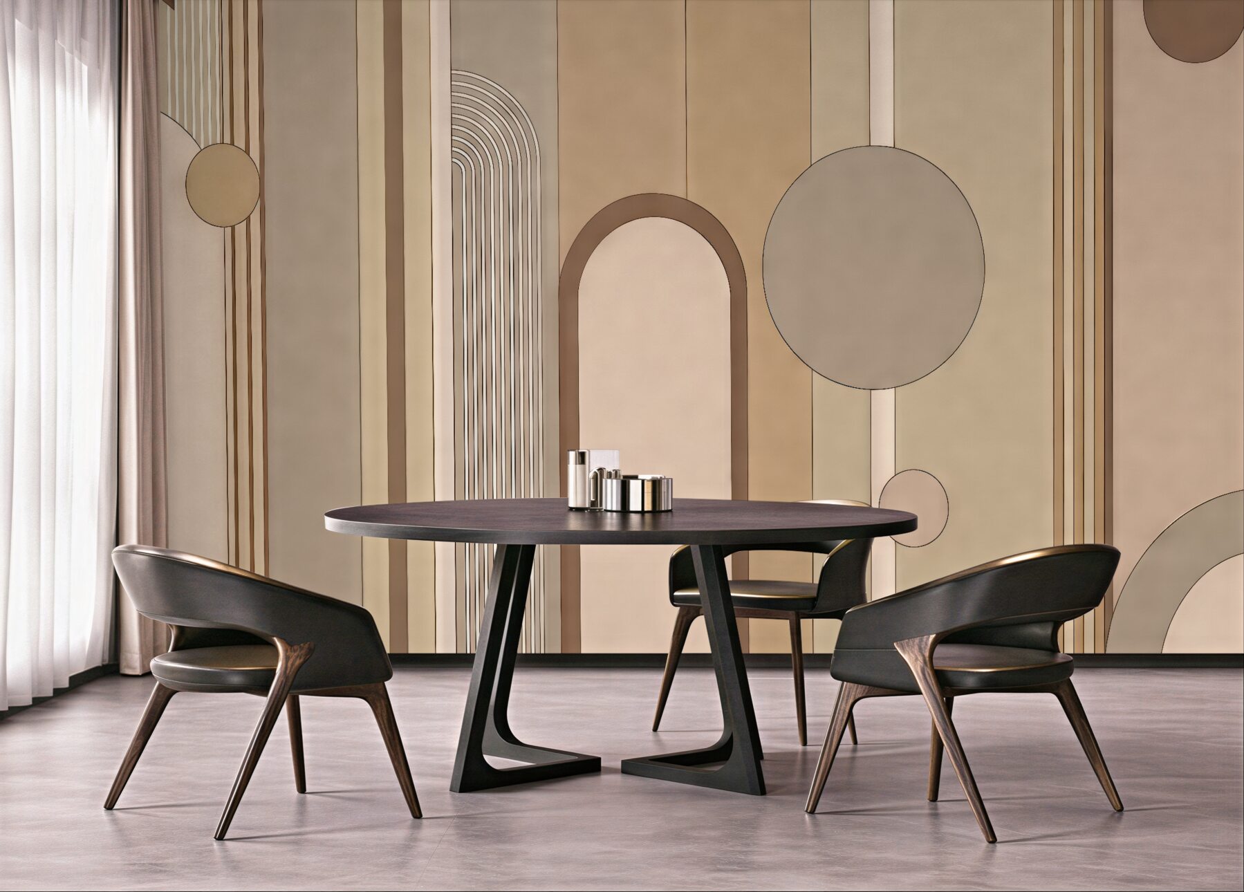 Fototapeta geometryczna elegancja w beżowych łukach