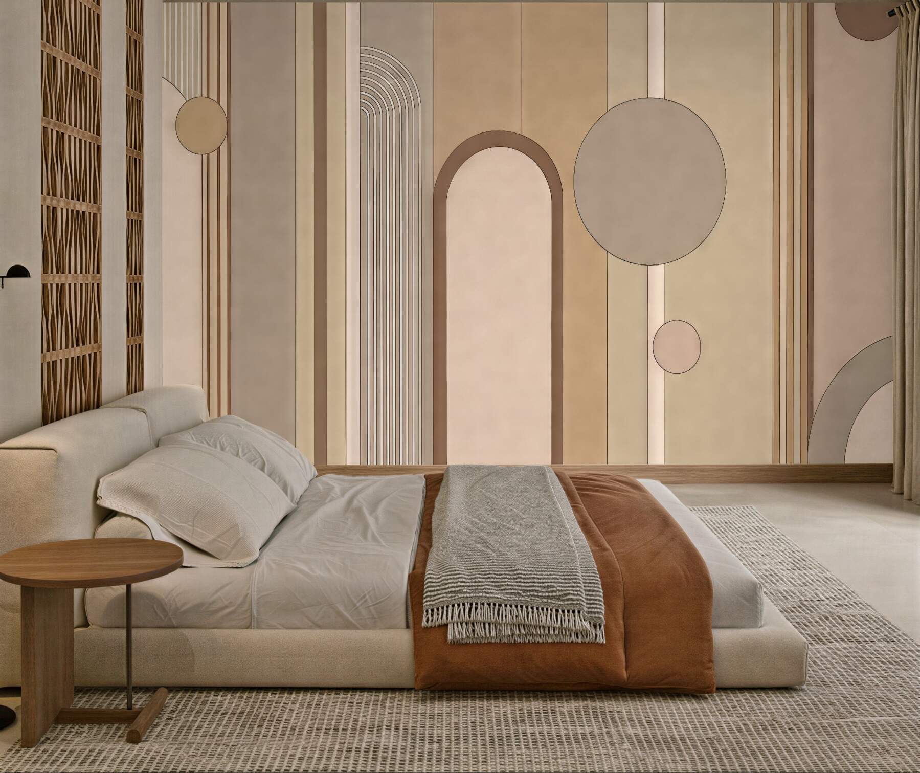 Fototapeta geometryczna elegancja w beżowych łukach