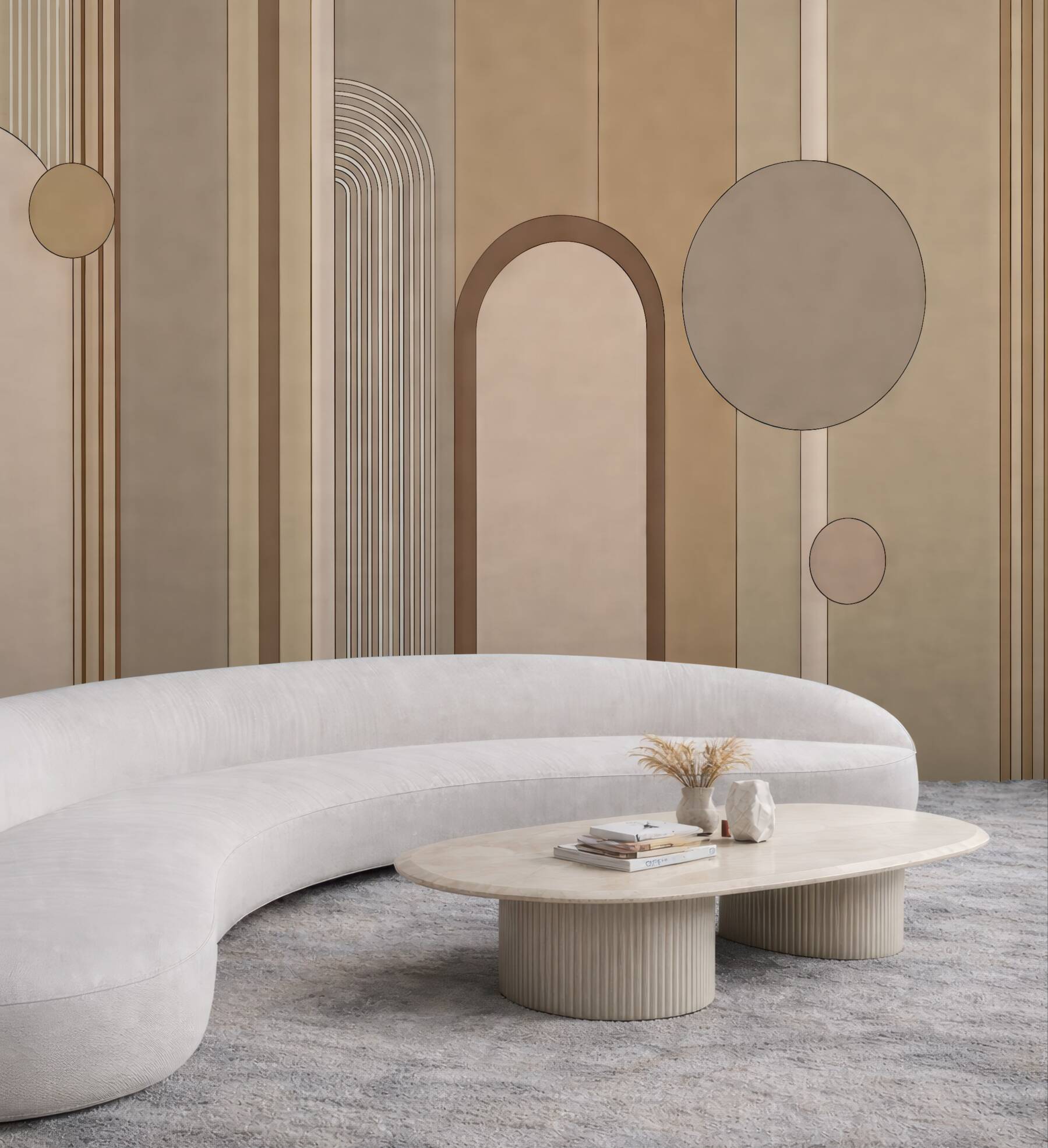 Fototapeta geometryczna elegancja w beżowych łukach