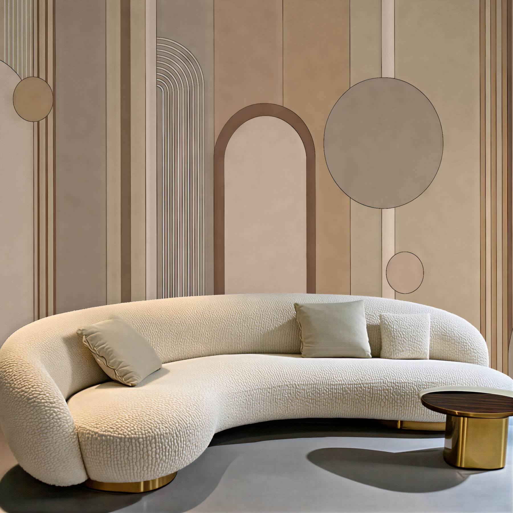 Fototapeta geometryczna elegancja w beżowych łukach