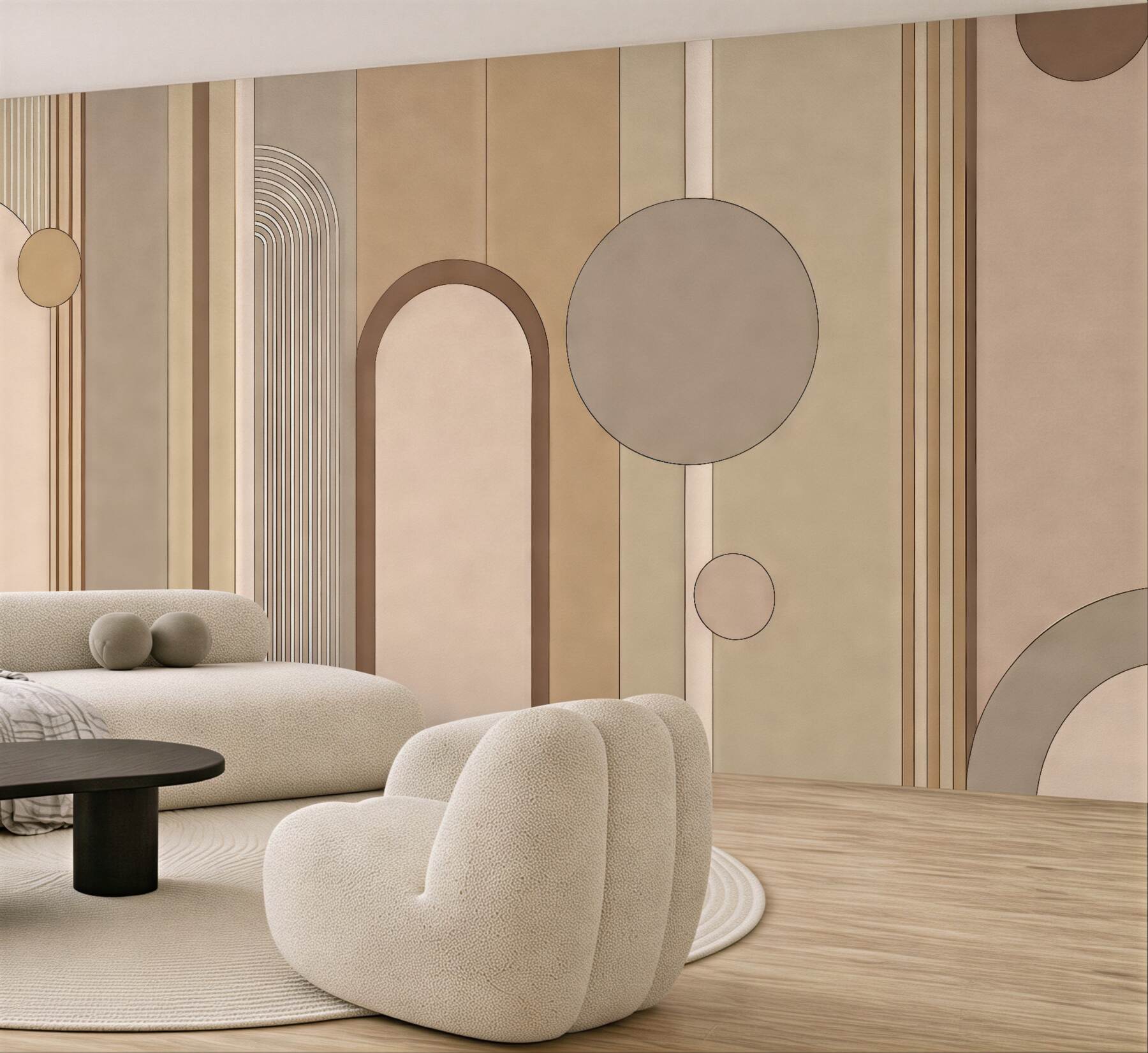 Fototapeta geometryczna elegancja w beżowych łukach