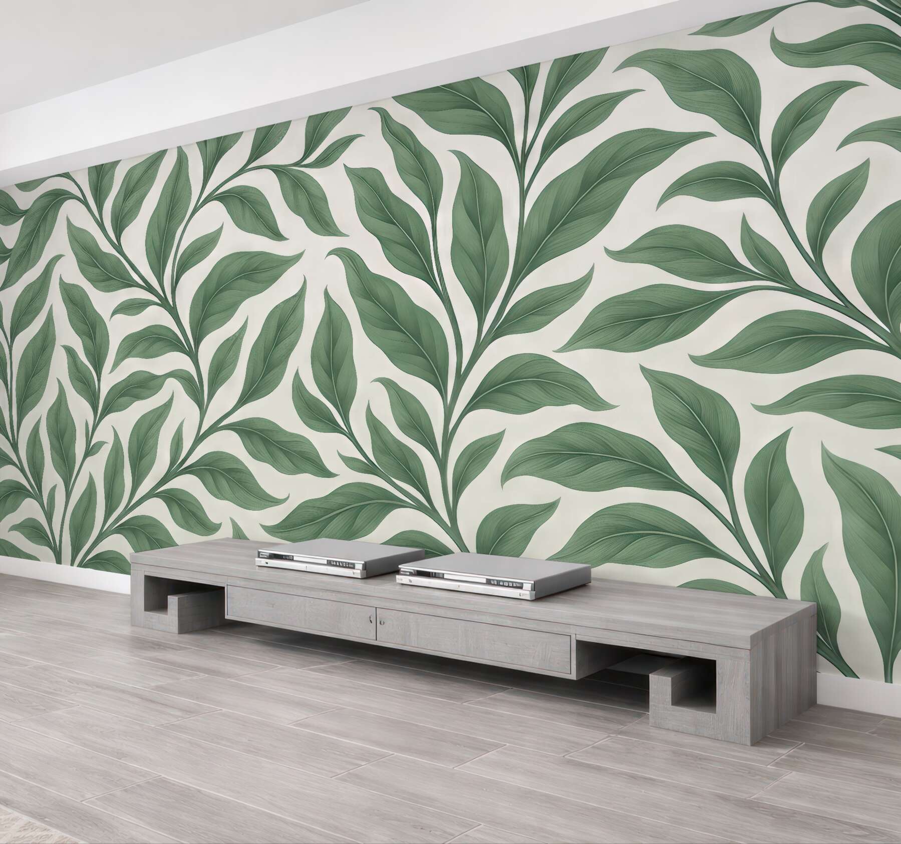 Fototapeta zielone liście w botanicznym stylu