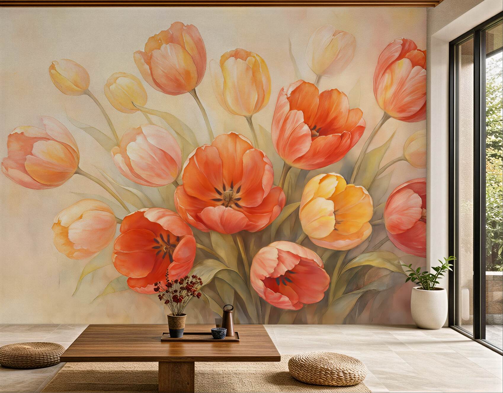 Fototapeta malarskie tulipany w pastelowym bukiecie