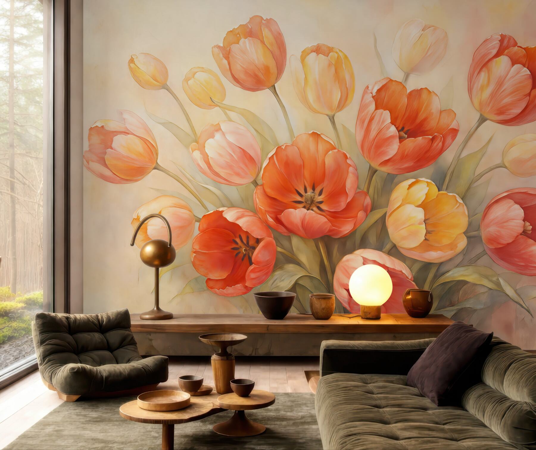 Fototapeta malarskie tulipany w pastelowym bukiecie