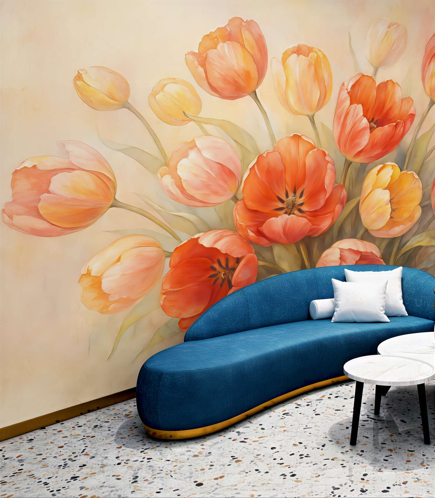 Fototapeta malarskie tulipany w pastelowym bukiecie