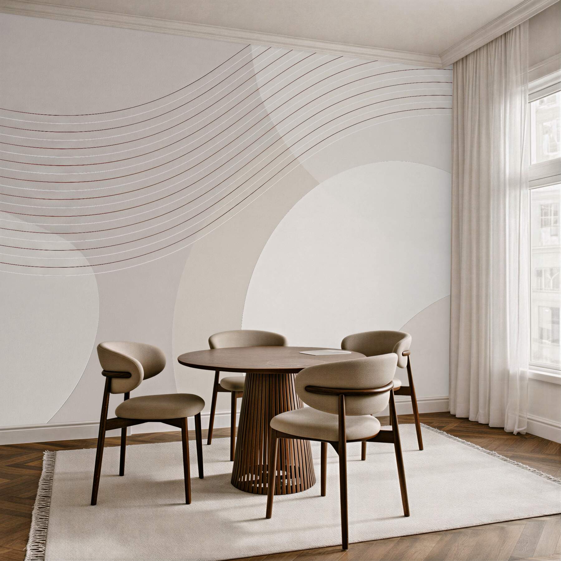 Fototapeta minimalistyczne beżowe łuki i linie