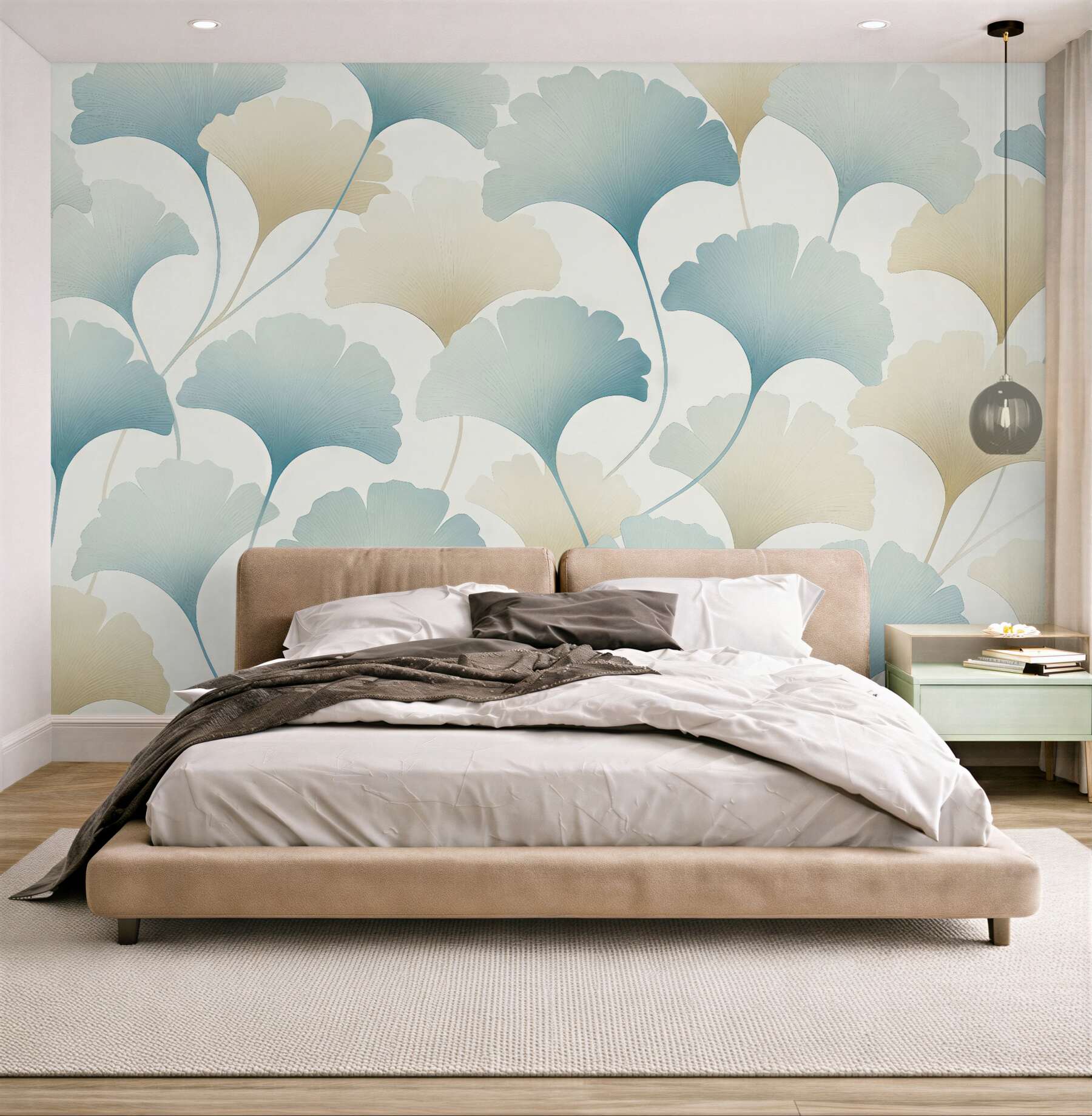 Fototapeta pastelowe liście miłorzębu