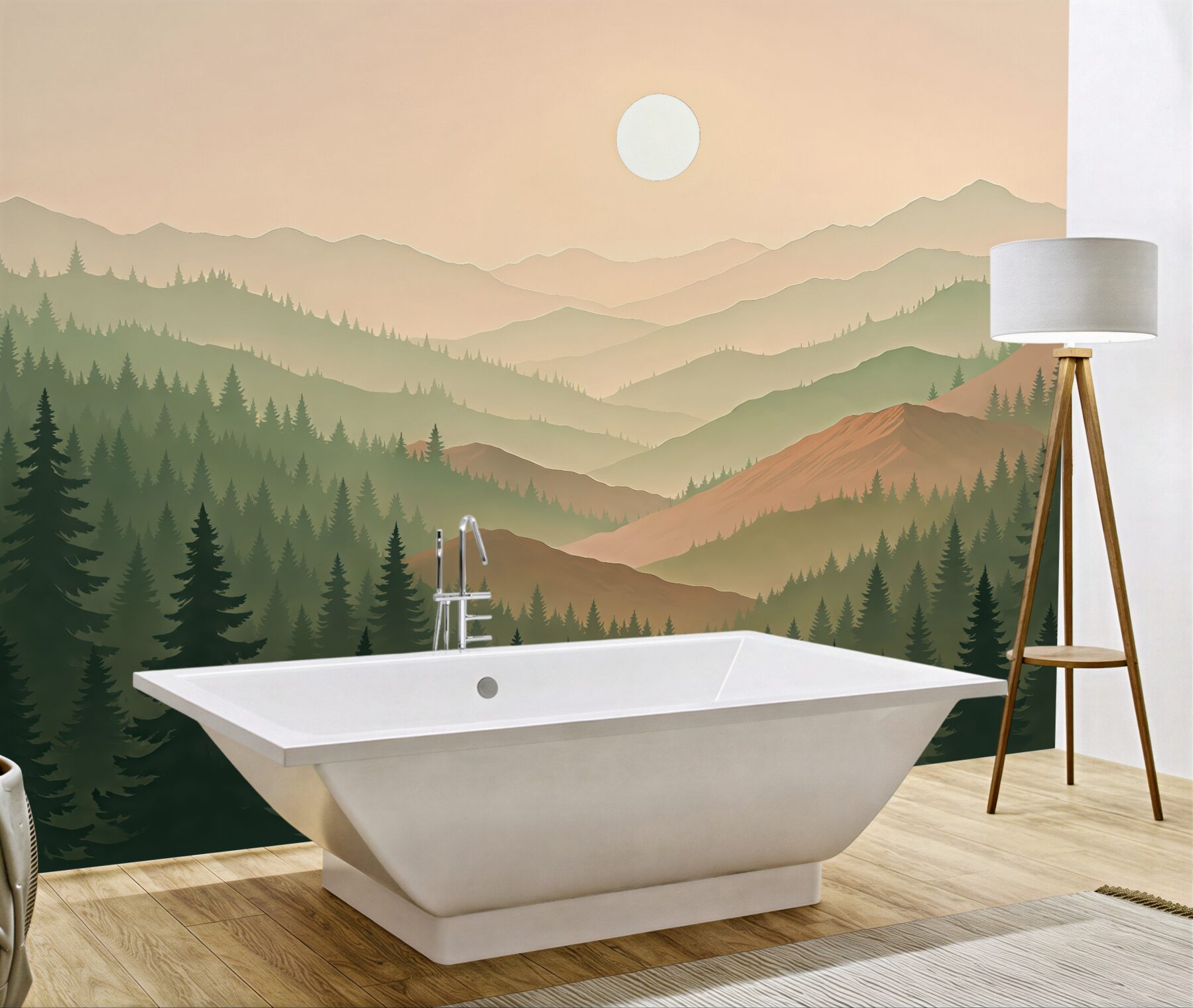 Fototapeta mglisty górski pejzaż o świcie