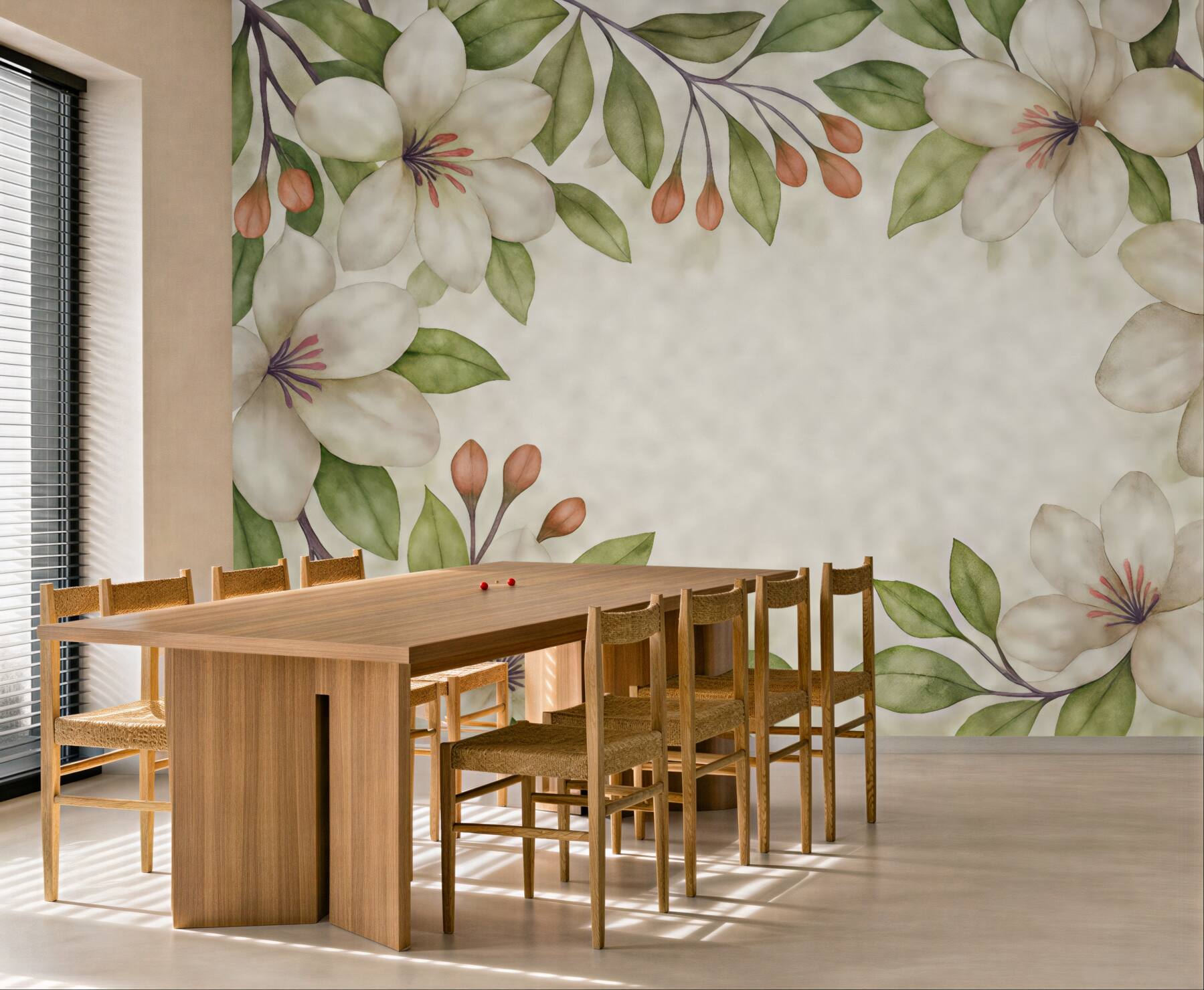 Fototapeta akwarelowe magnolie w subtelnej ramie