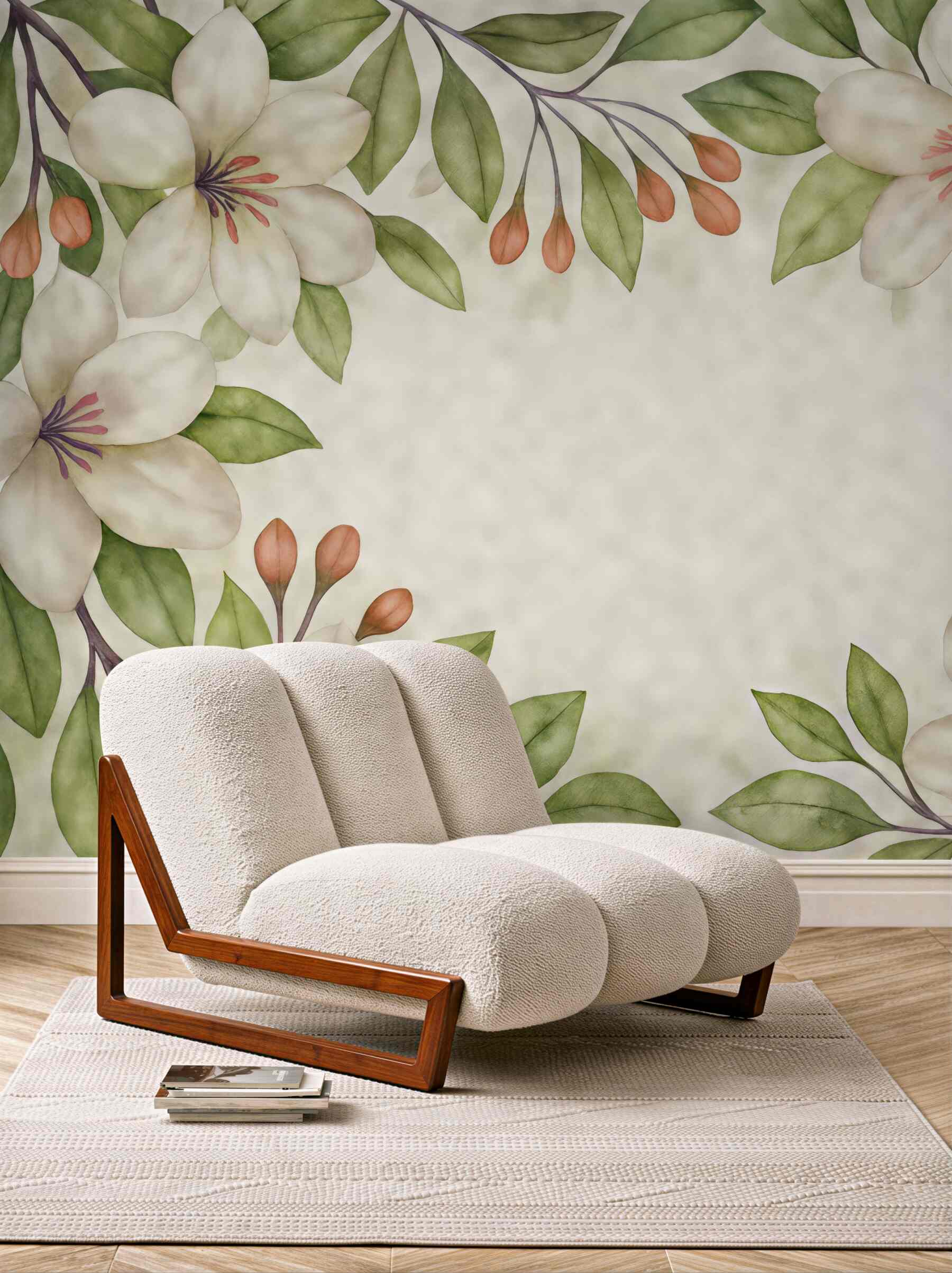 Fototapeta akwarelowe magnolie w subtelnej ramie
