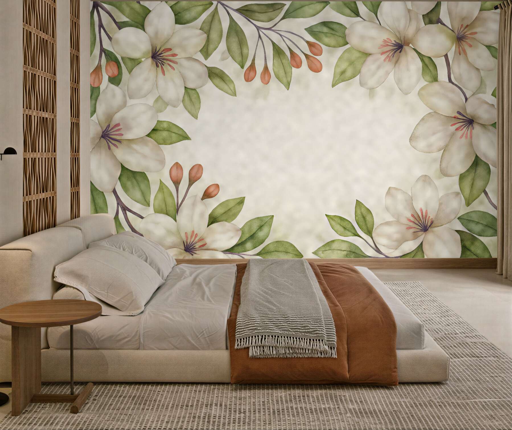 Fototapeta akwarelowe magnolie w subtelnej ramie