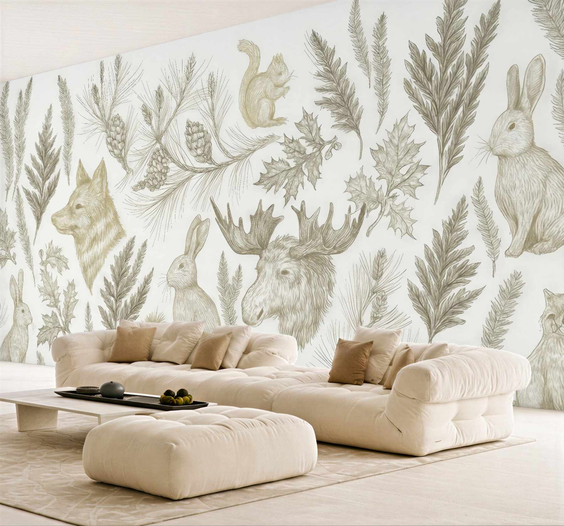 Fototapeta leśne zwierzęta i botaniczne szkice