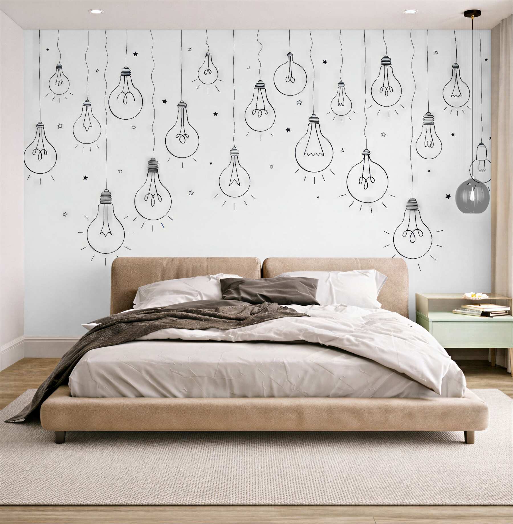 Fototapeta minimalistyczne żarówki i gwiazdki