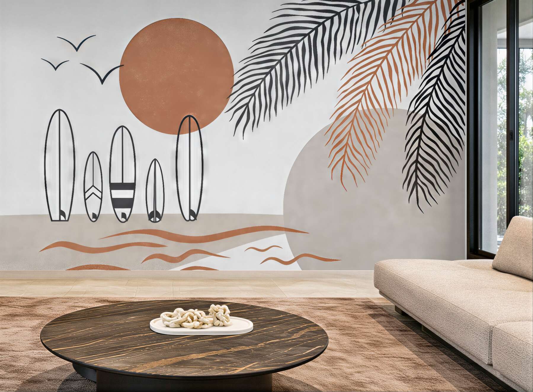 Fototapeta surfing o zachodzie w stylu boho