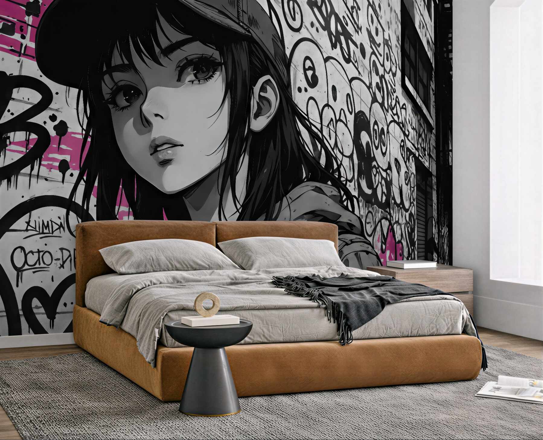 Fototapeta miejski portret manga z graffiti