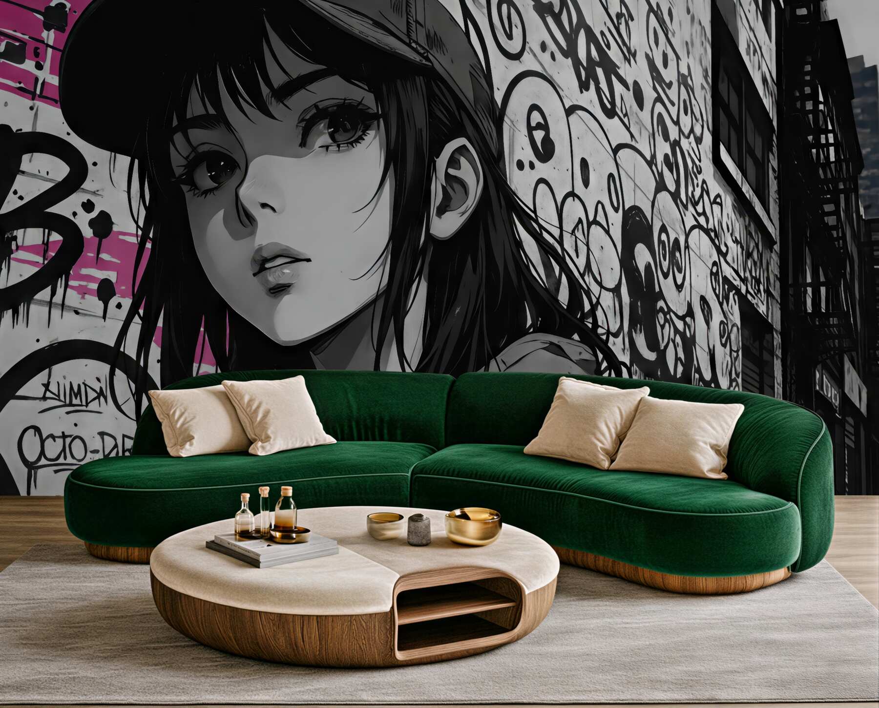 Fototapeta miejski portret manga z graffiti