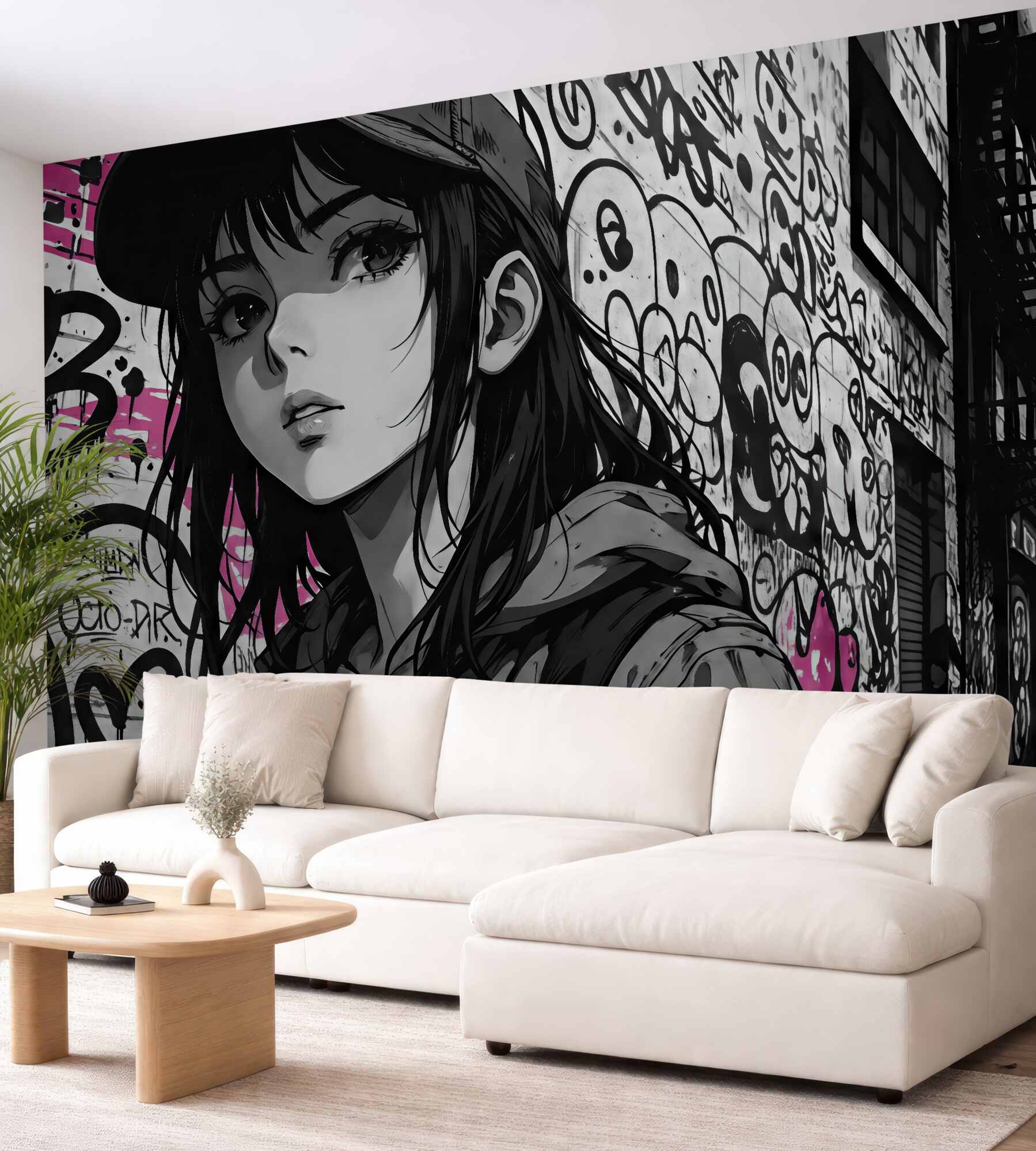 Fototapeta miejski portret manga z graffiti