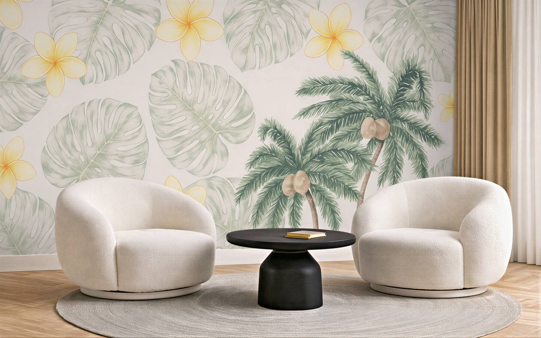 Fototapeta tropikalne kwiaty i palmy
