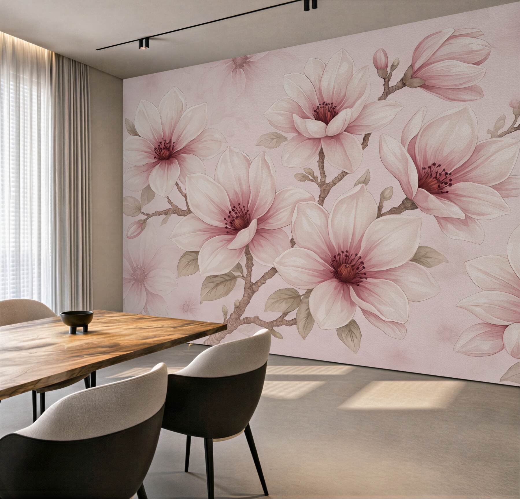 Fototapeta pudrowe magnolie w delikatnym rozkwicie