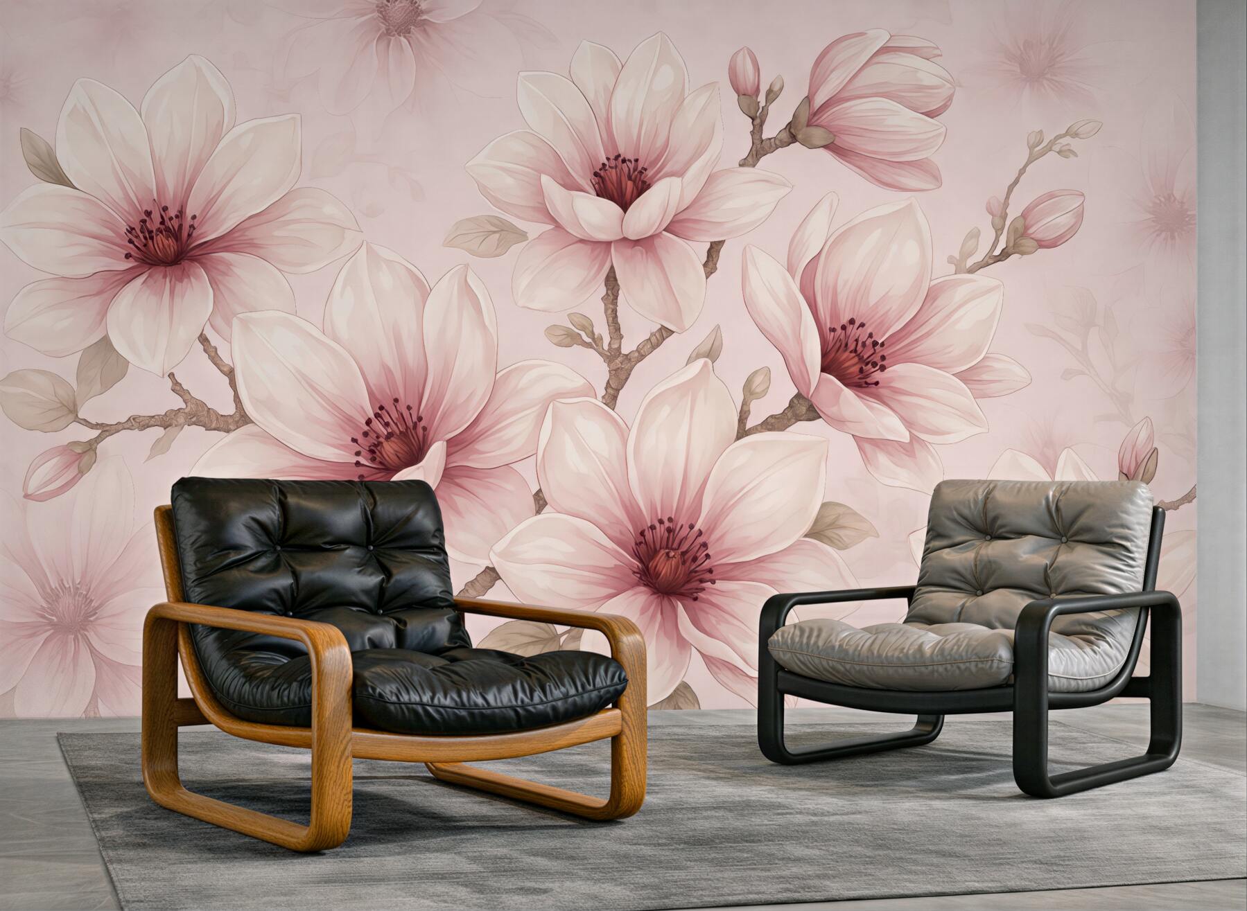 Fototapeta pudrowe magnolie w delikatnym rozkwicie
