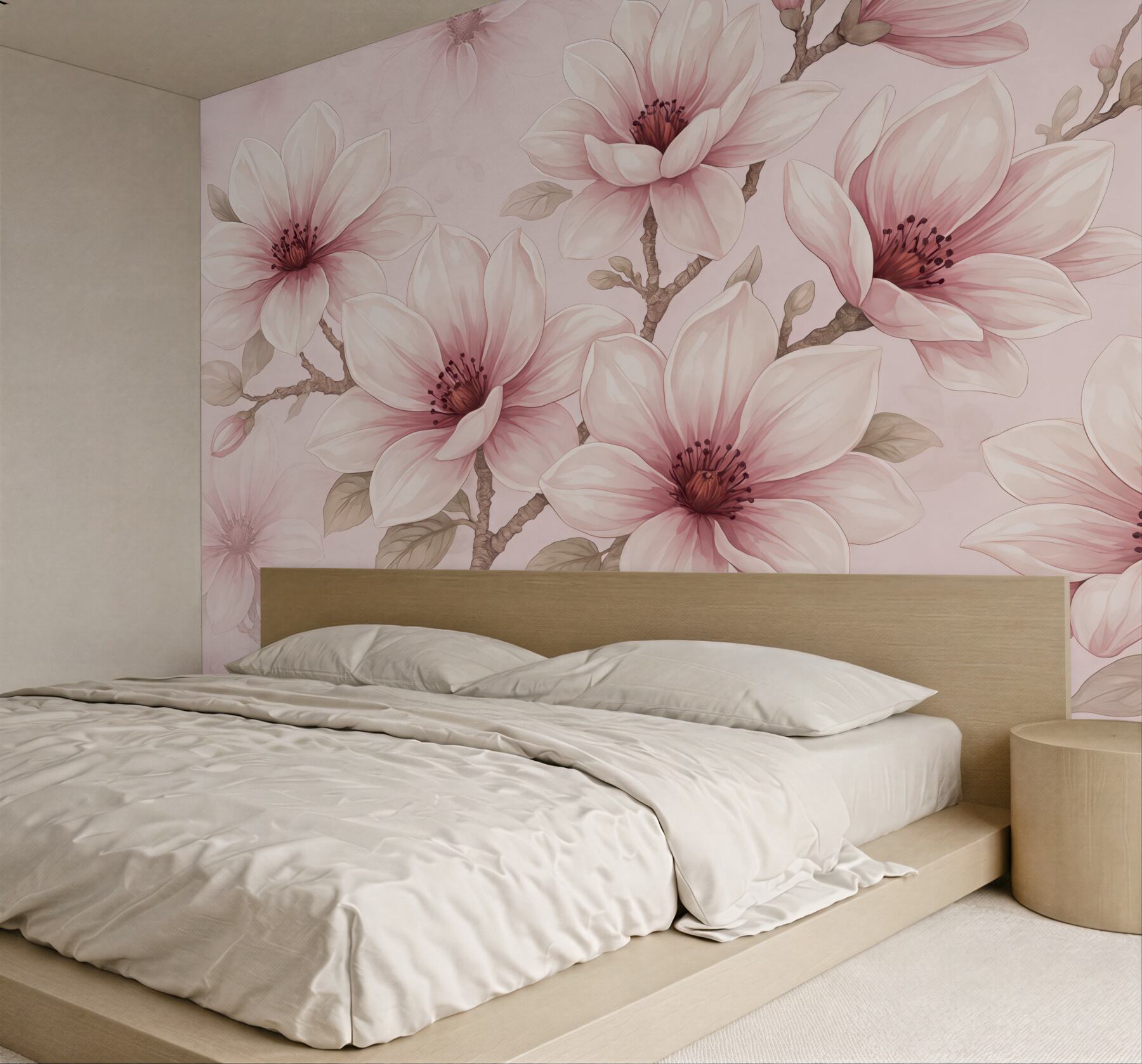Fototapeta pudrowe magnolie w delikatnym rozkwicie
