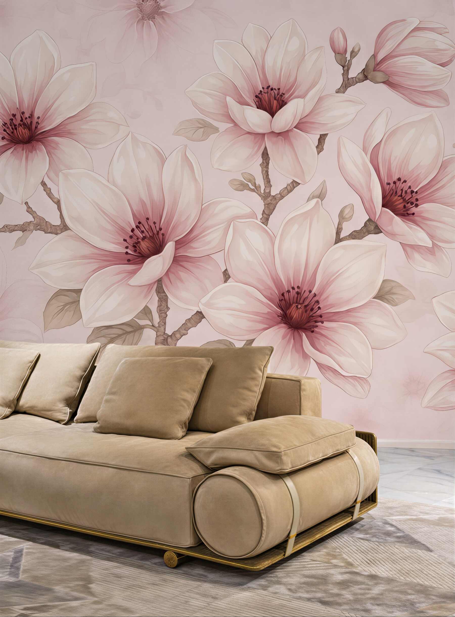 Fototapeta pudrowe magnolie w delikatnym rozkwicie
