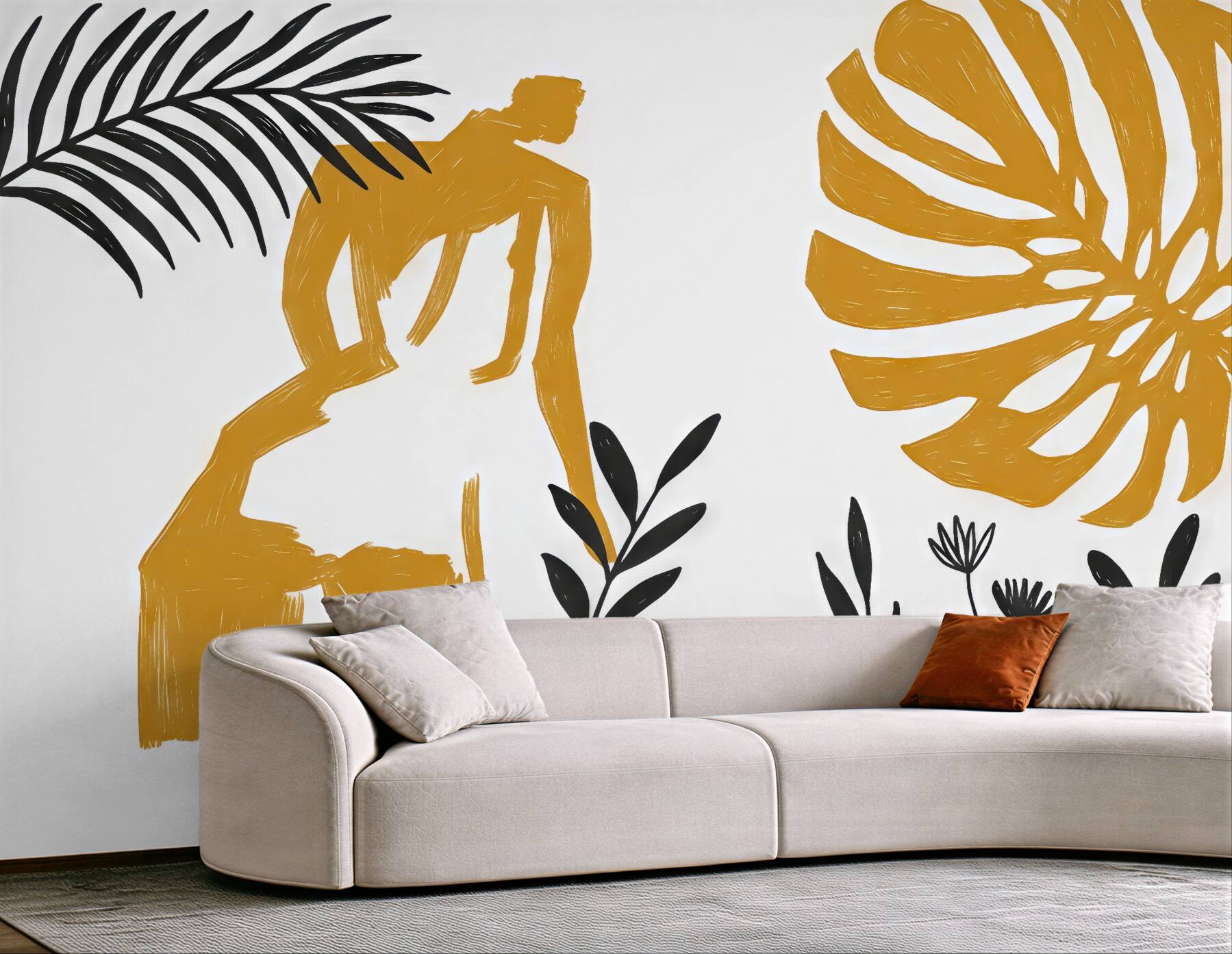 Fototapeta botaniczna abstrakcja w musztardowych tonach