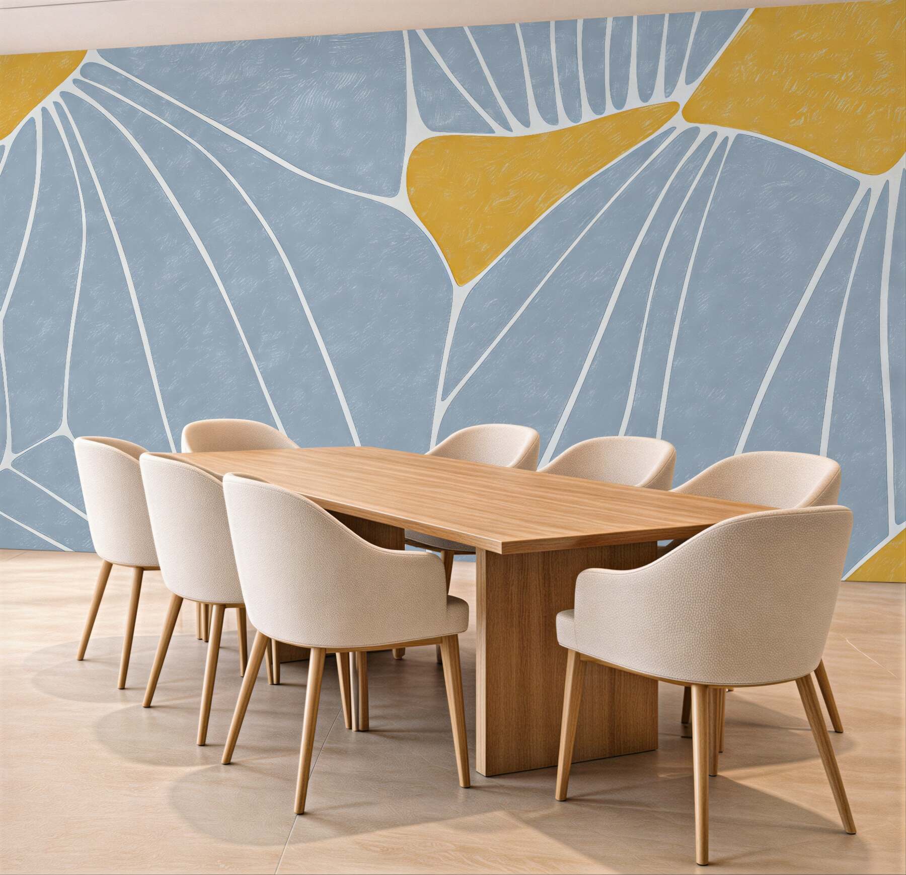 Fototapeta pastelowe liście w geometrycznym rytmie
