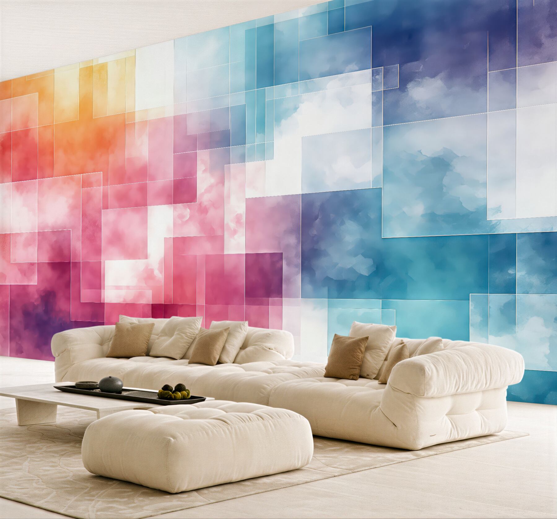Fototapeta kolorowa abstrakcja z geometryczną mgiełką