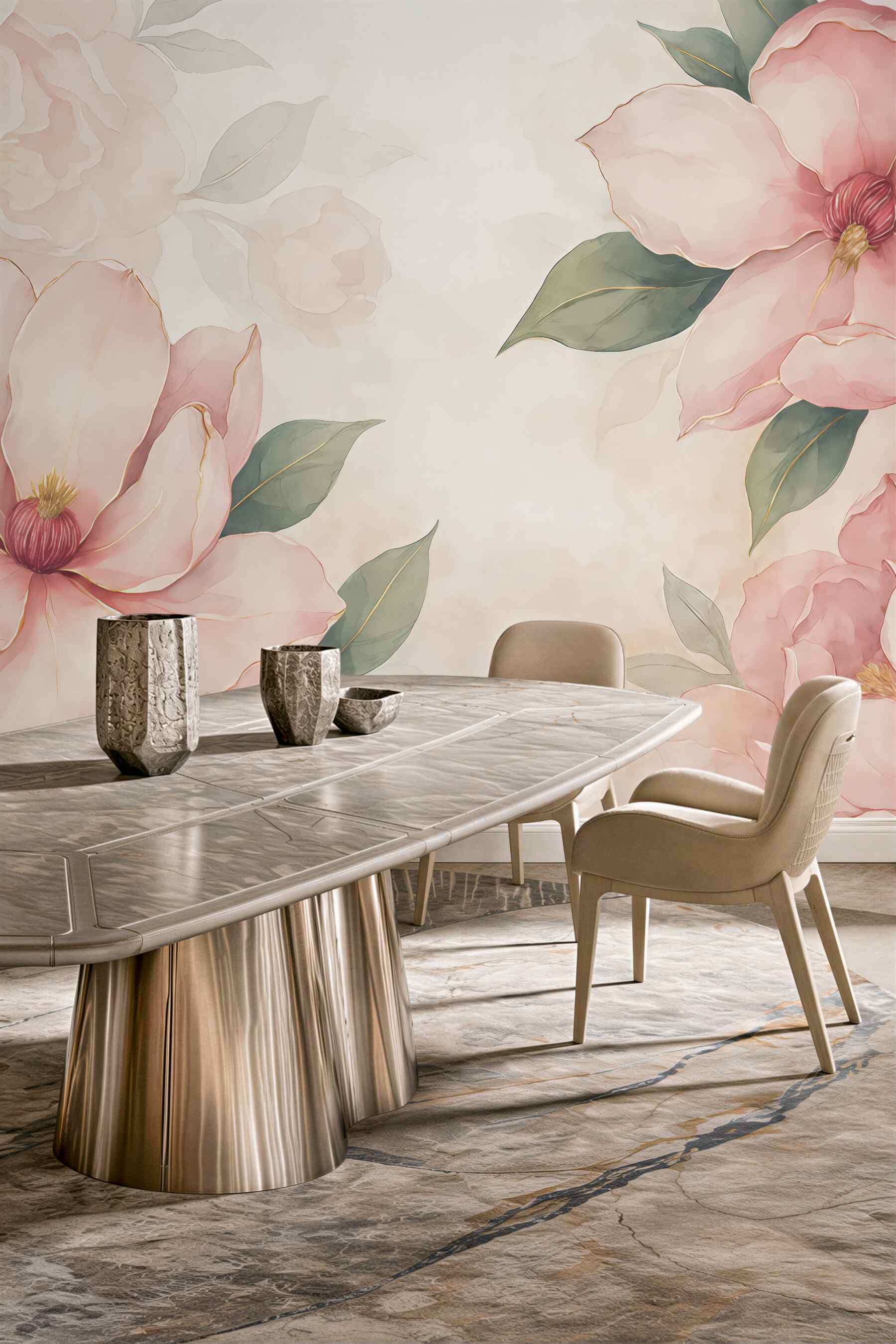 Fototapeta pudrowe magnolie w subtelnej elegancji