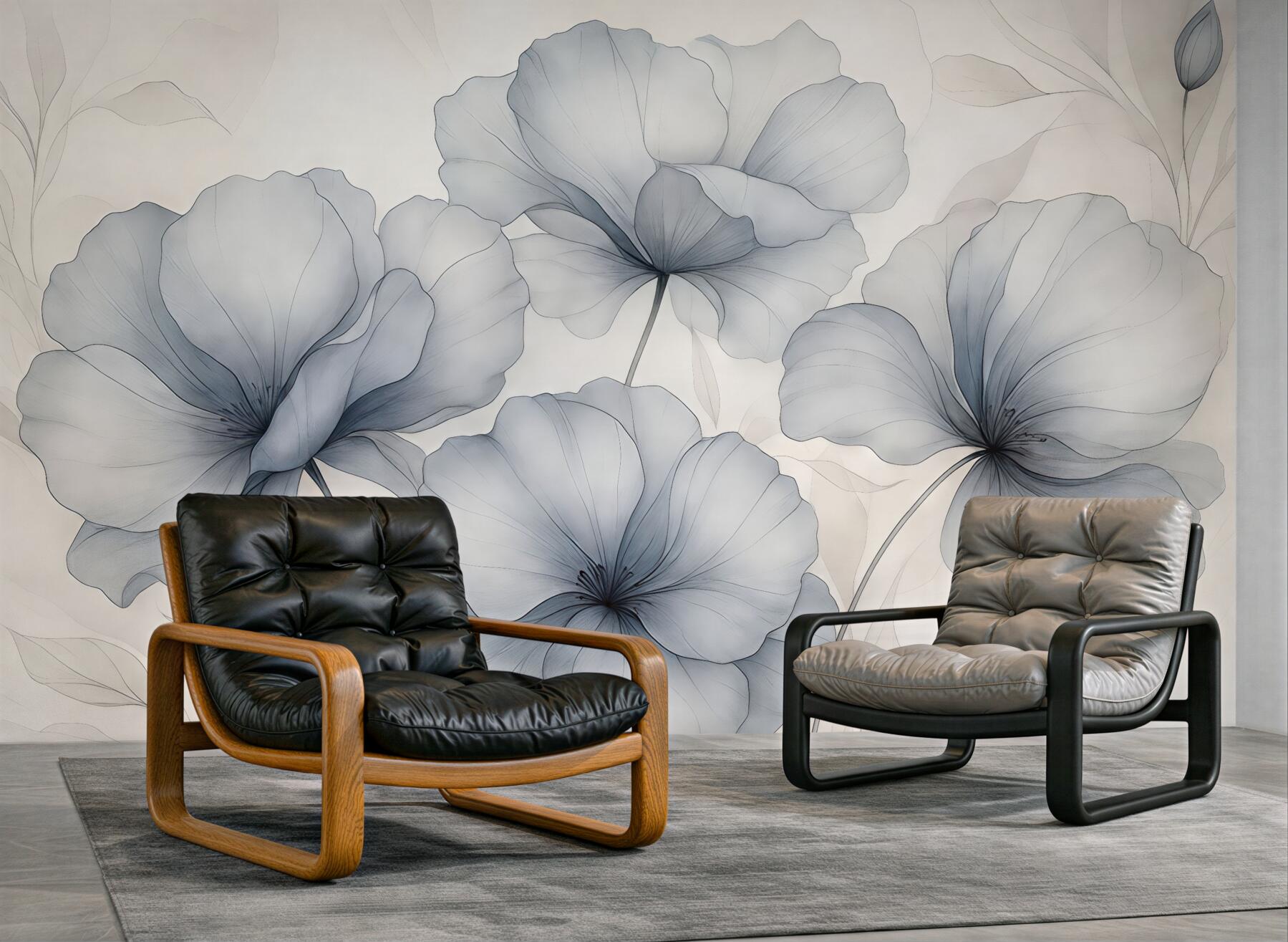 Fototapeta szare kwiaty w delikatnym półcieniu