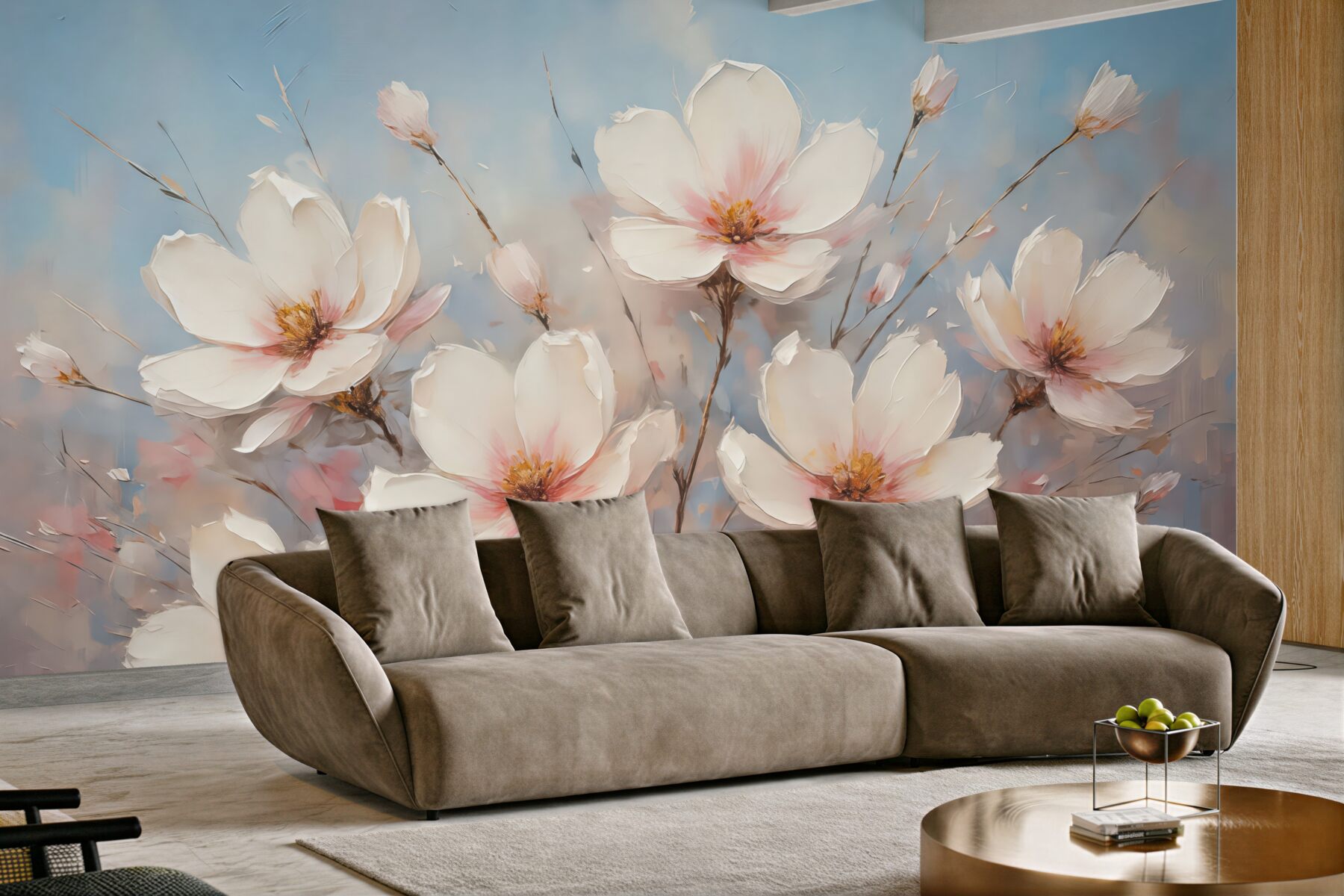Fototapeta delikatne magnolie na błękitnym tle
