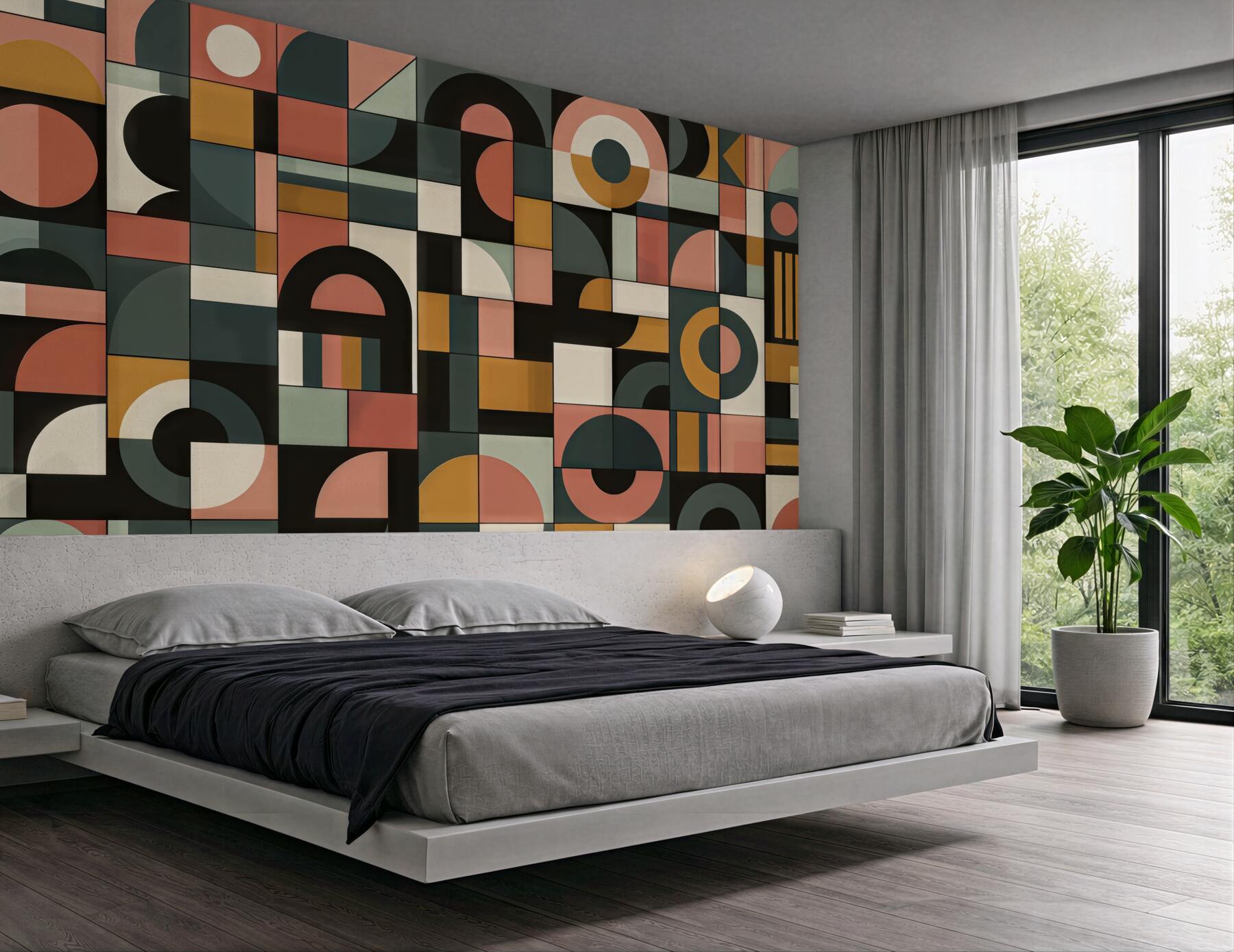 Fototapeta geometryczna mozaika retro w ciepłych barwach