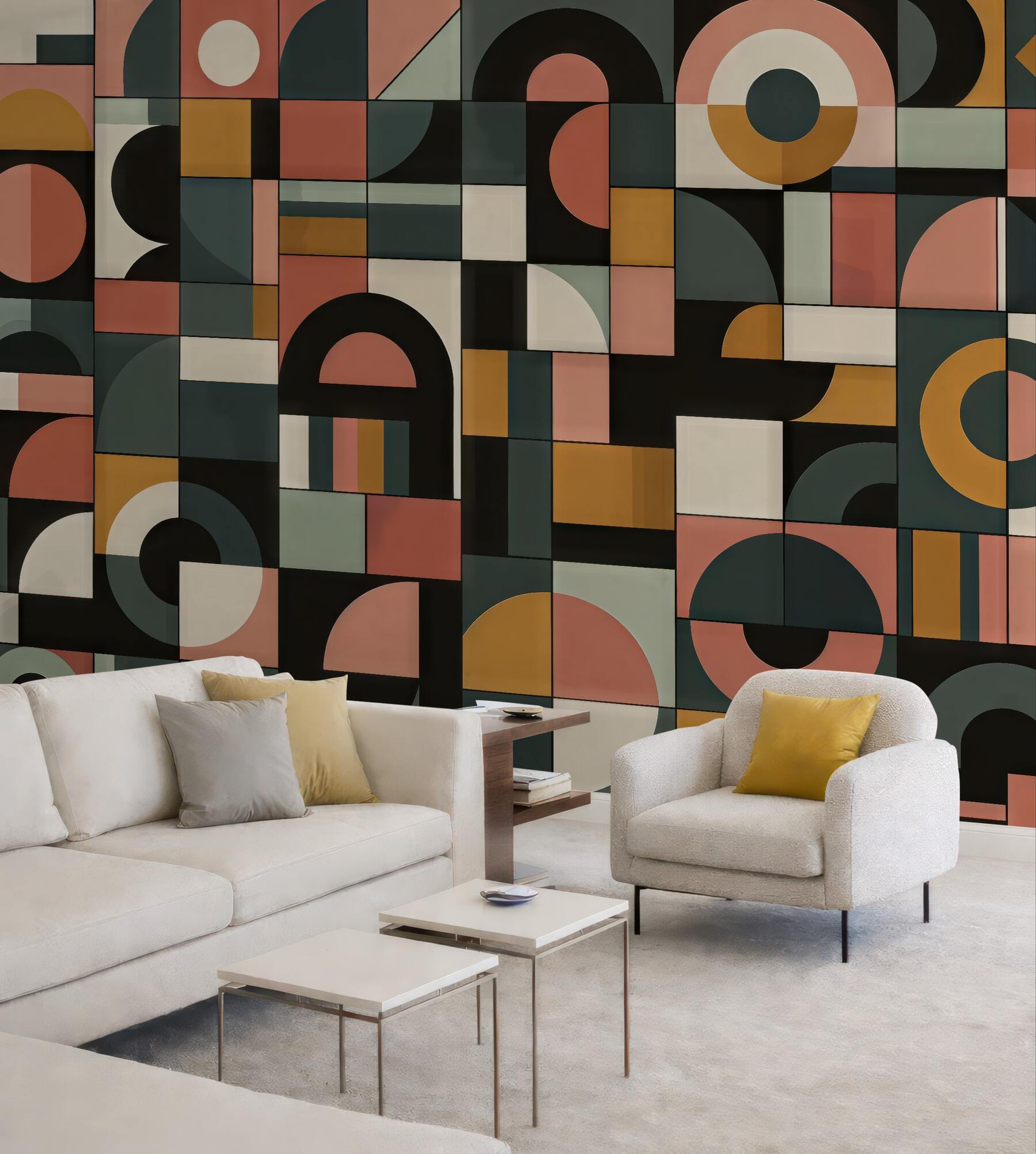 Fototapeta geometryczna mozaika retro w ciepłych barwach