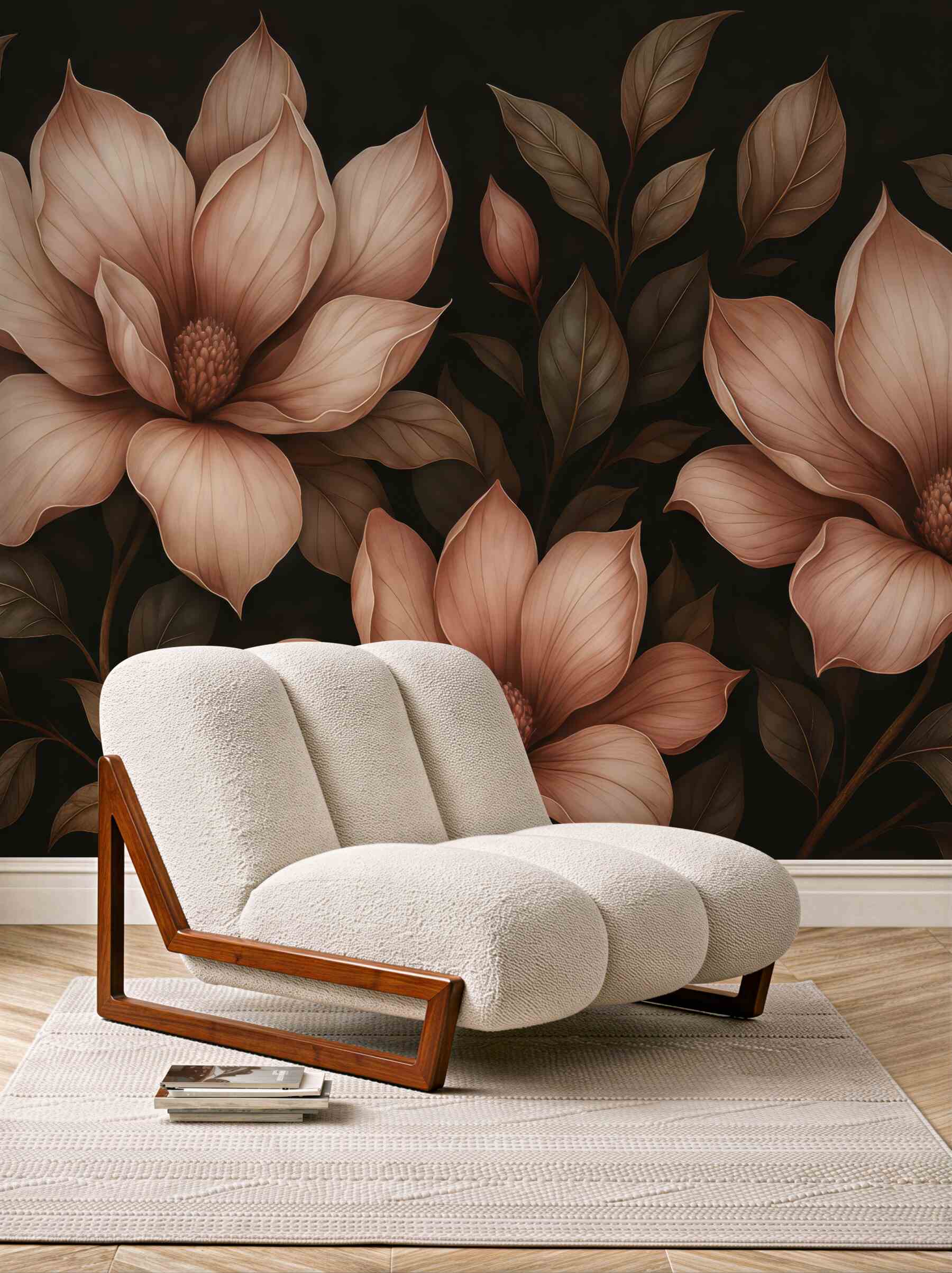 Fototapeta eleganckie magnolie na ciemnym tle