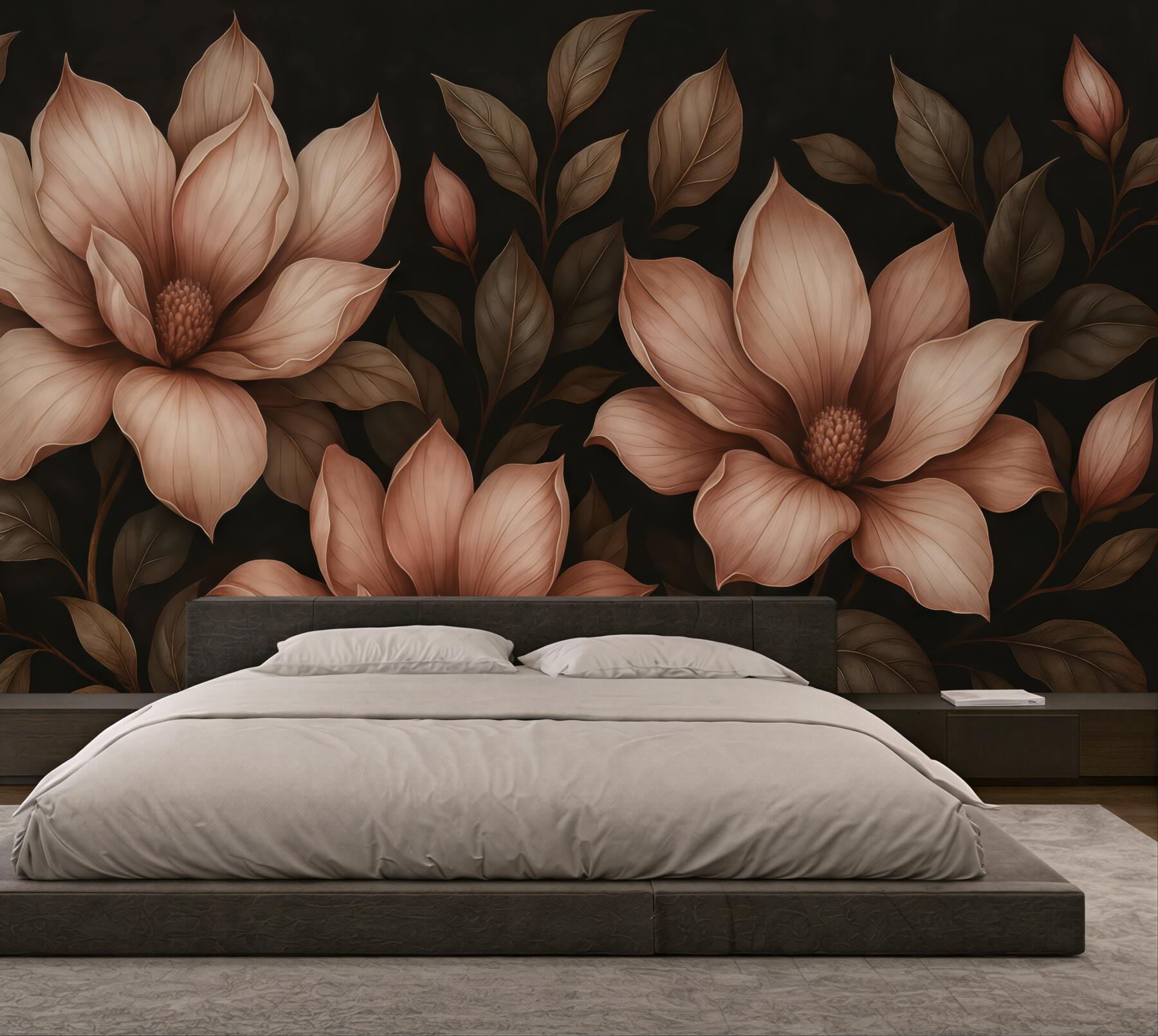 Fototapeta eleganckie magnolie na ciemnym tle