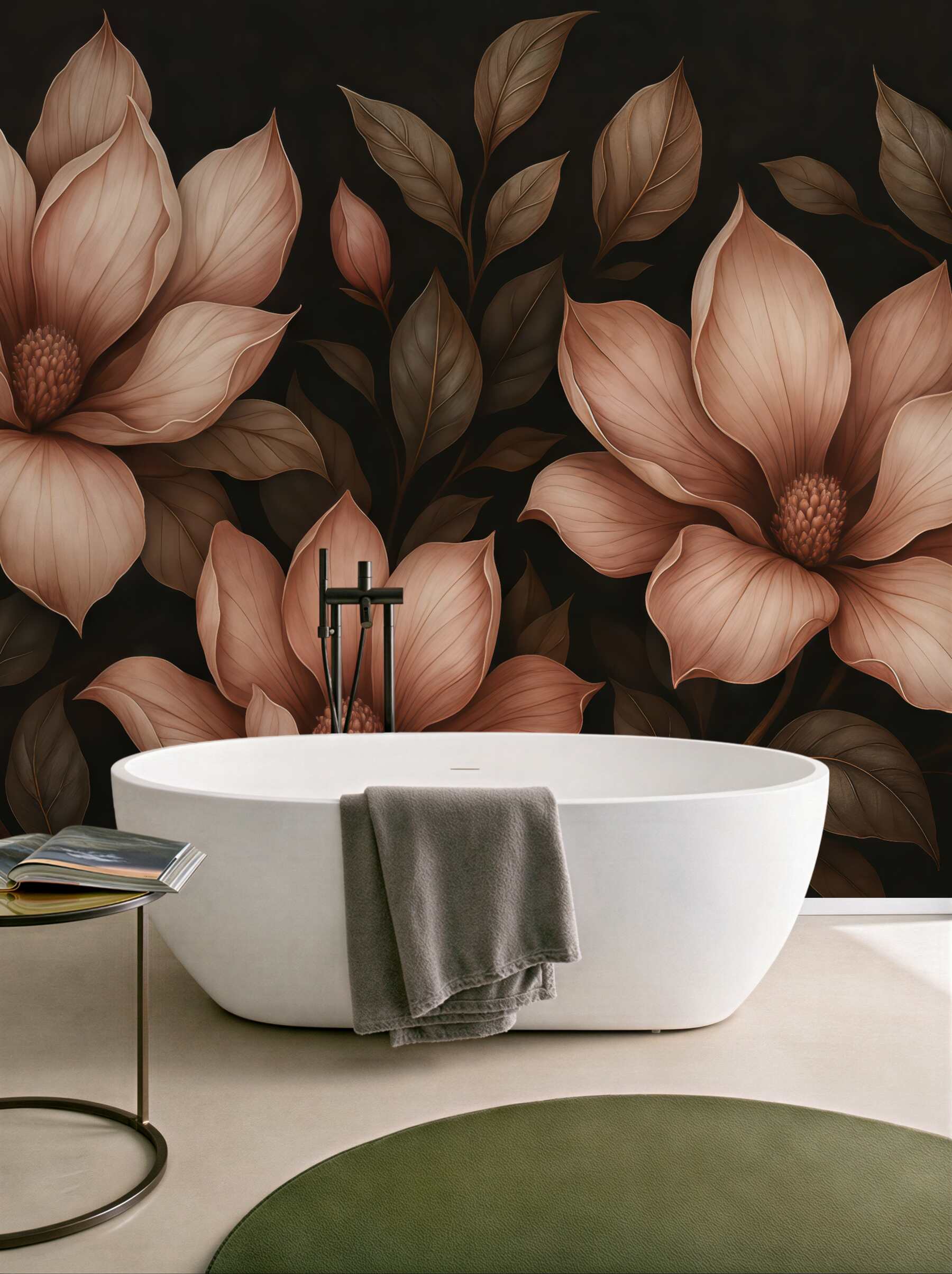 Fototapeta eleganckie magnolie na ciemnym tle